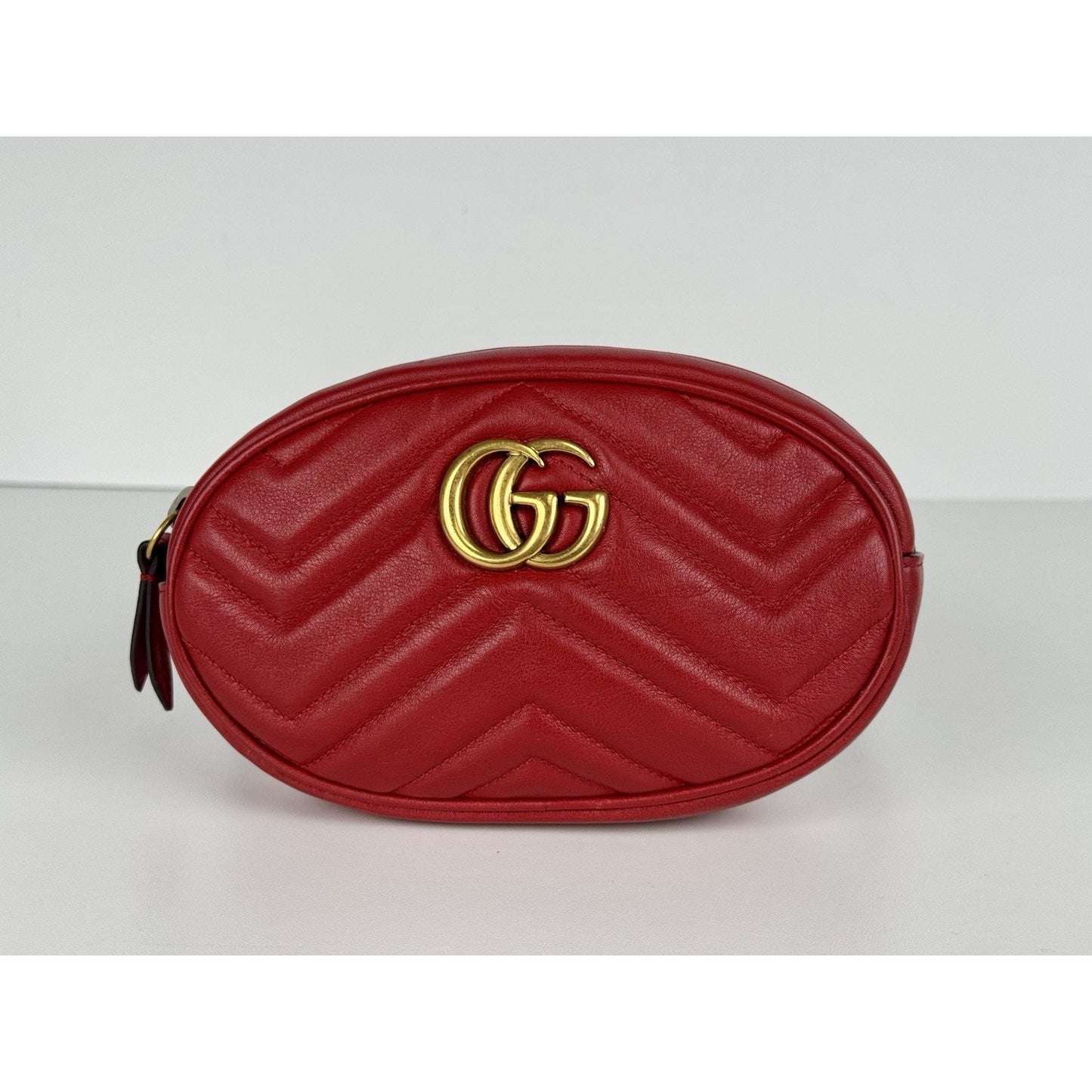 Gucci GG Marmont Red Matelasse Leather Belt Bag (85/34 476434-493075) B-2