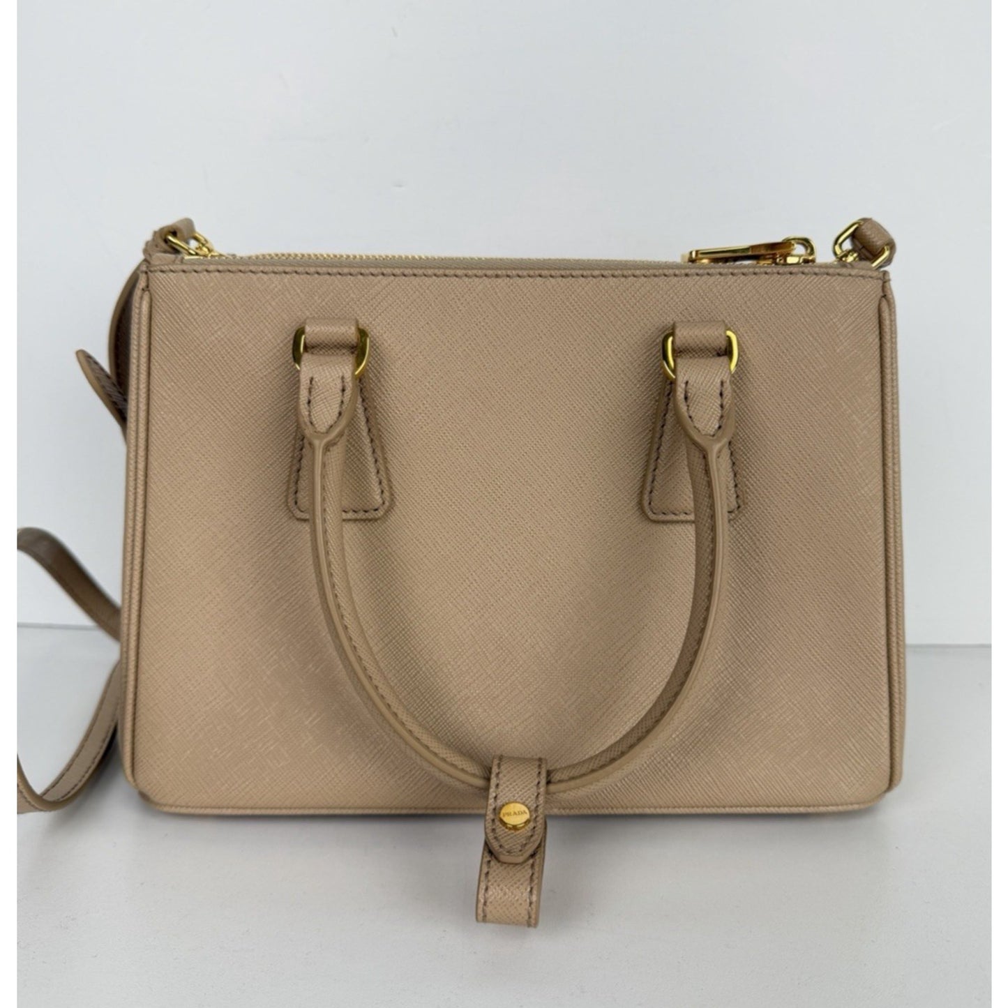 Prada Galleria Small Top Handle Bag in Beige Saffiano Leather C-9