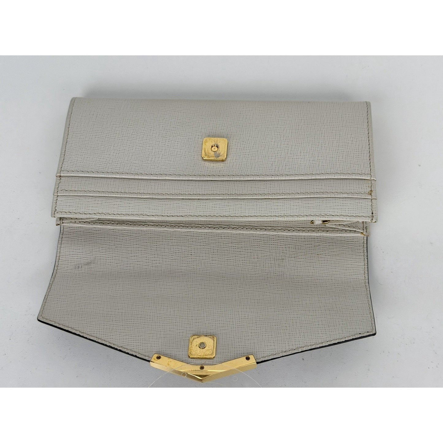 Fendi Envelope Long Wallet in White and Black Leather