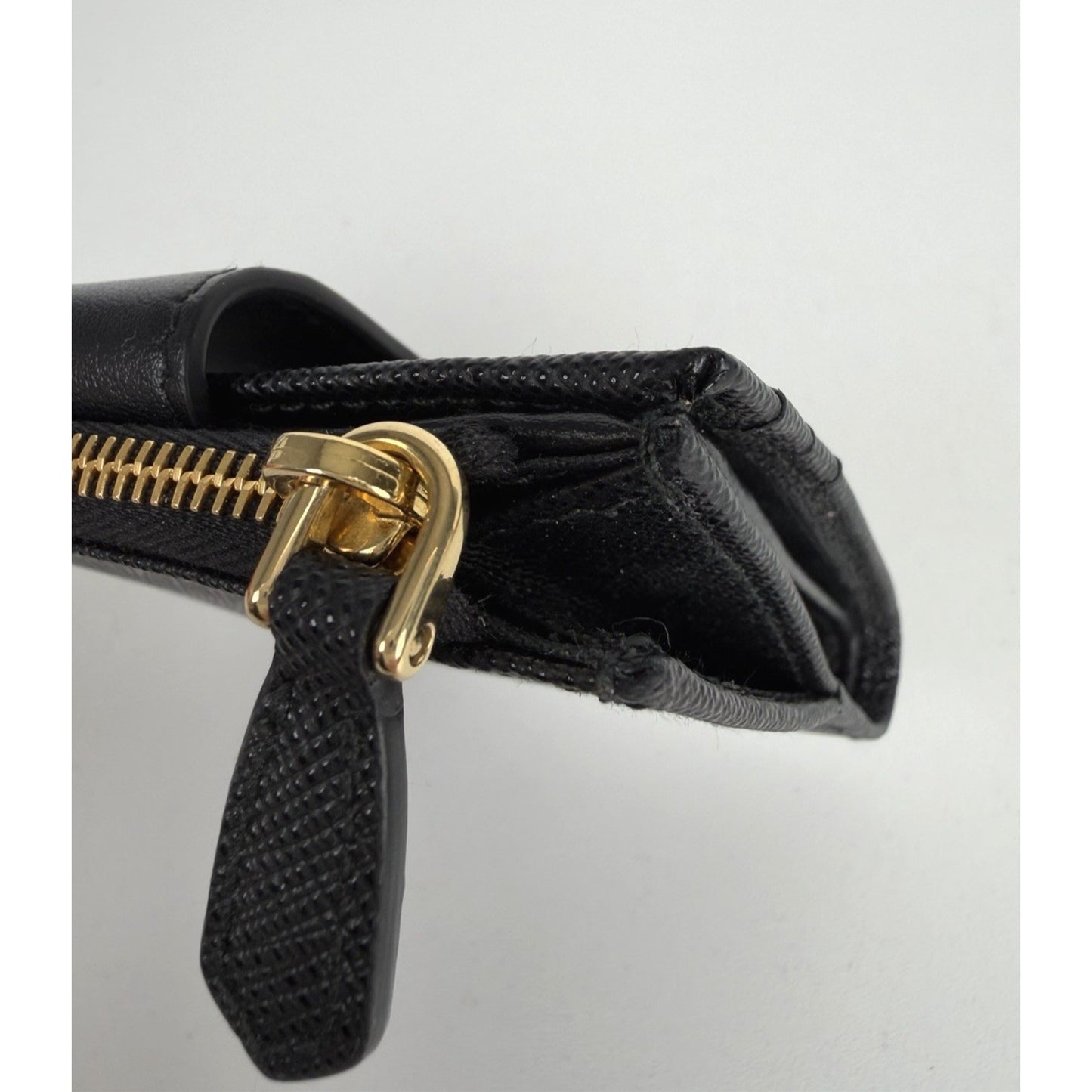 Prada Small Saffiano and Smooth Leather Bifold Wallet in Black