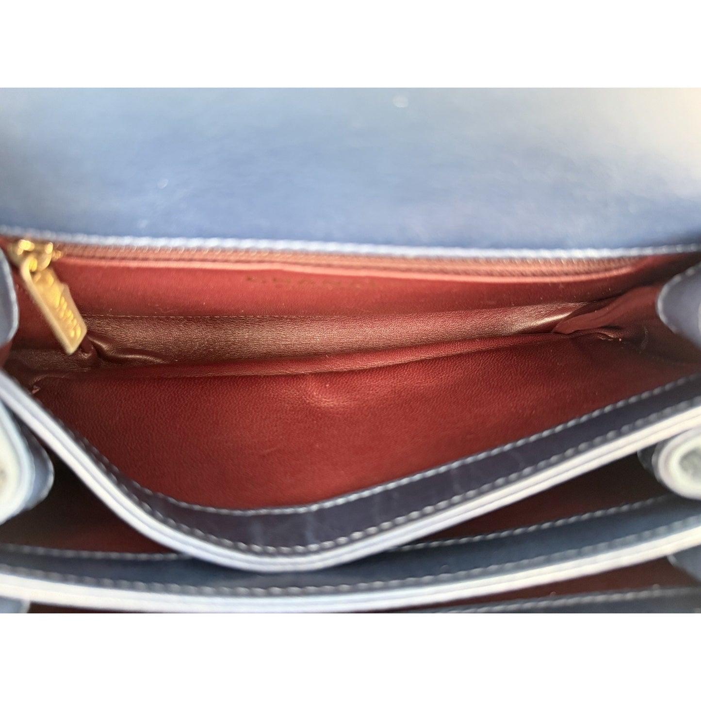 Chanel Mini Straight-Lined Flap Bag Blue Leather Shoulder Bag 2018-2019