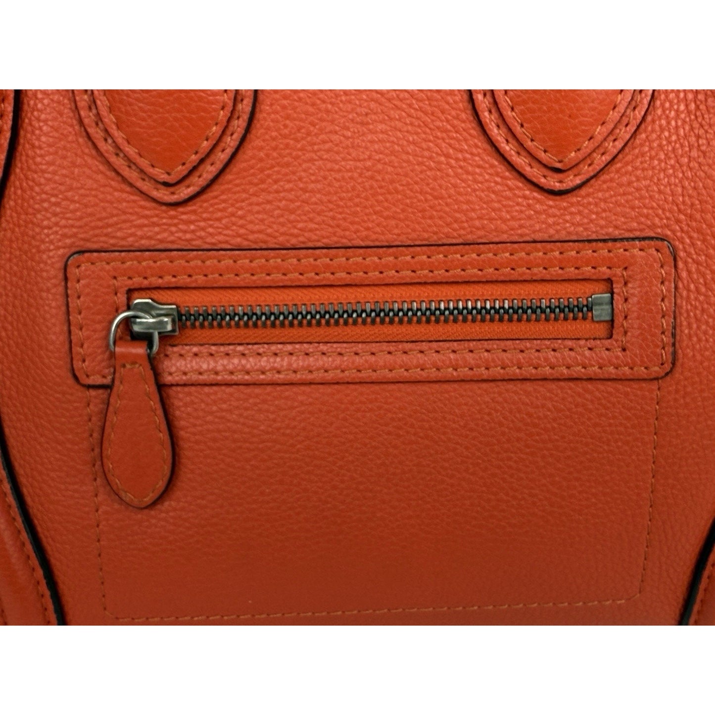 Céline Mini Luggage Tote Red-Orange Leather Handbag