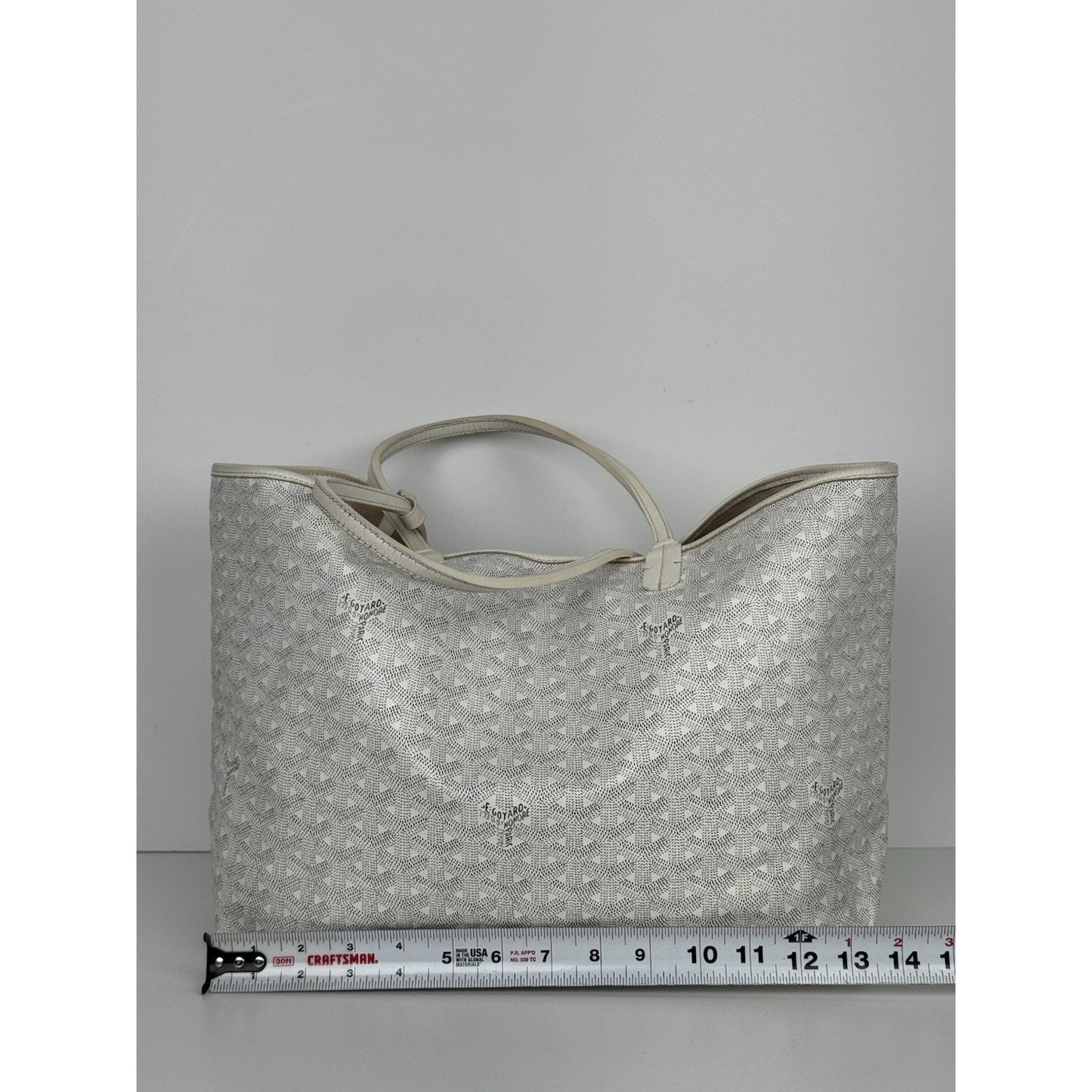 Goyard Saint Louis Tote Bag in White Goyardine Canvas with Pouch E-2