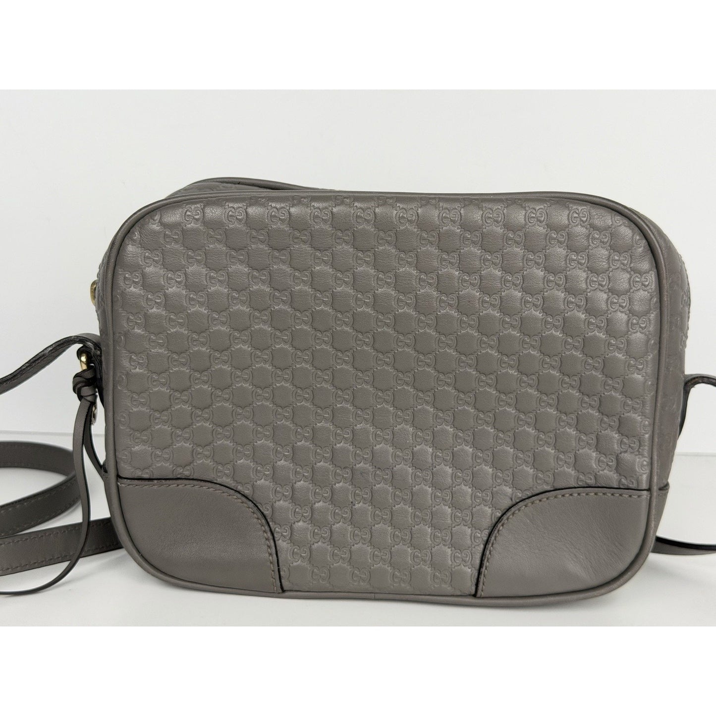 Gucci Bree Crossbody Bag Gray Microguccissima Leather S08