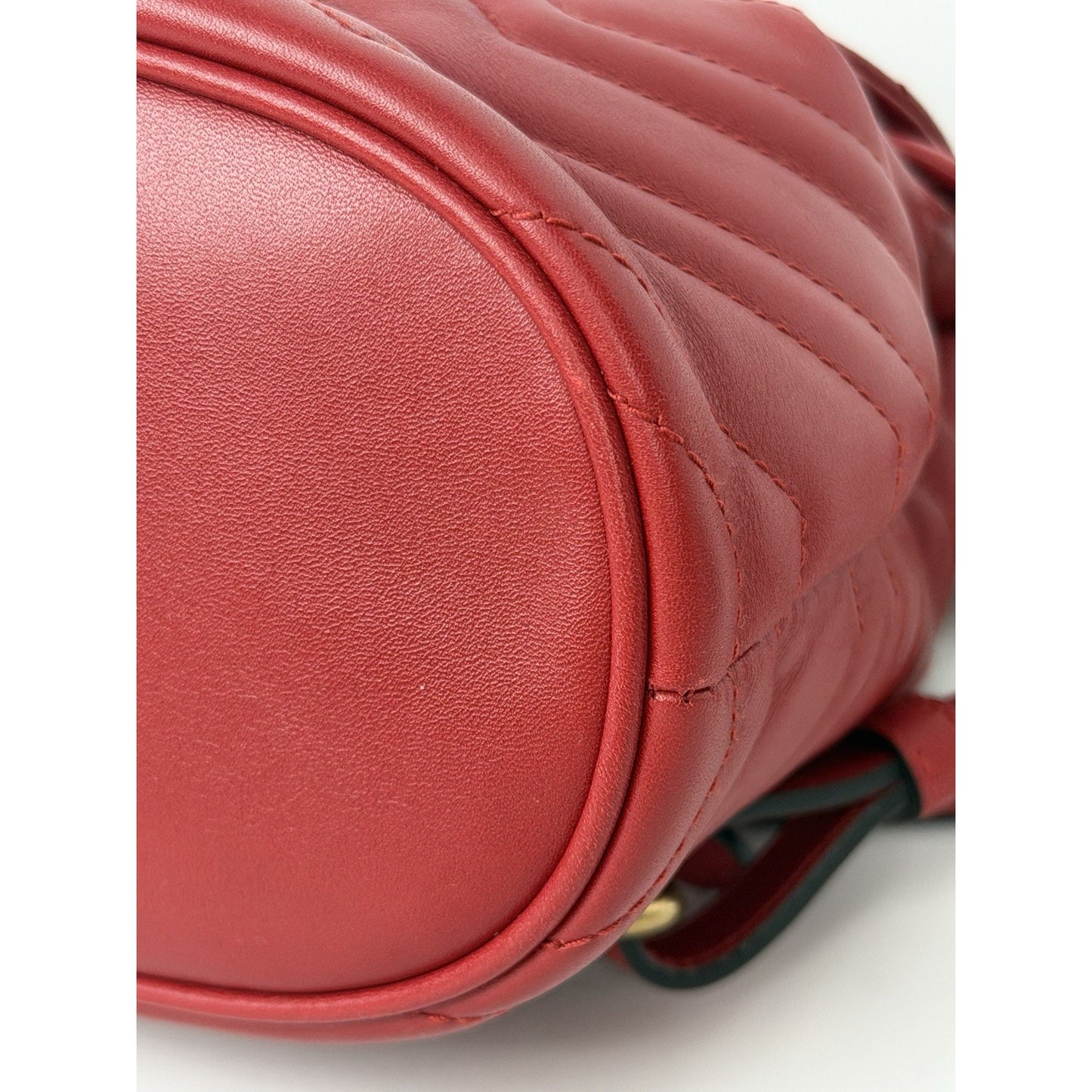 Gucci Marmont Drawstring Mini Backpack Matelasse Leather Red