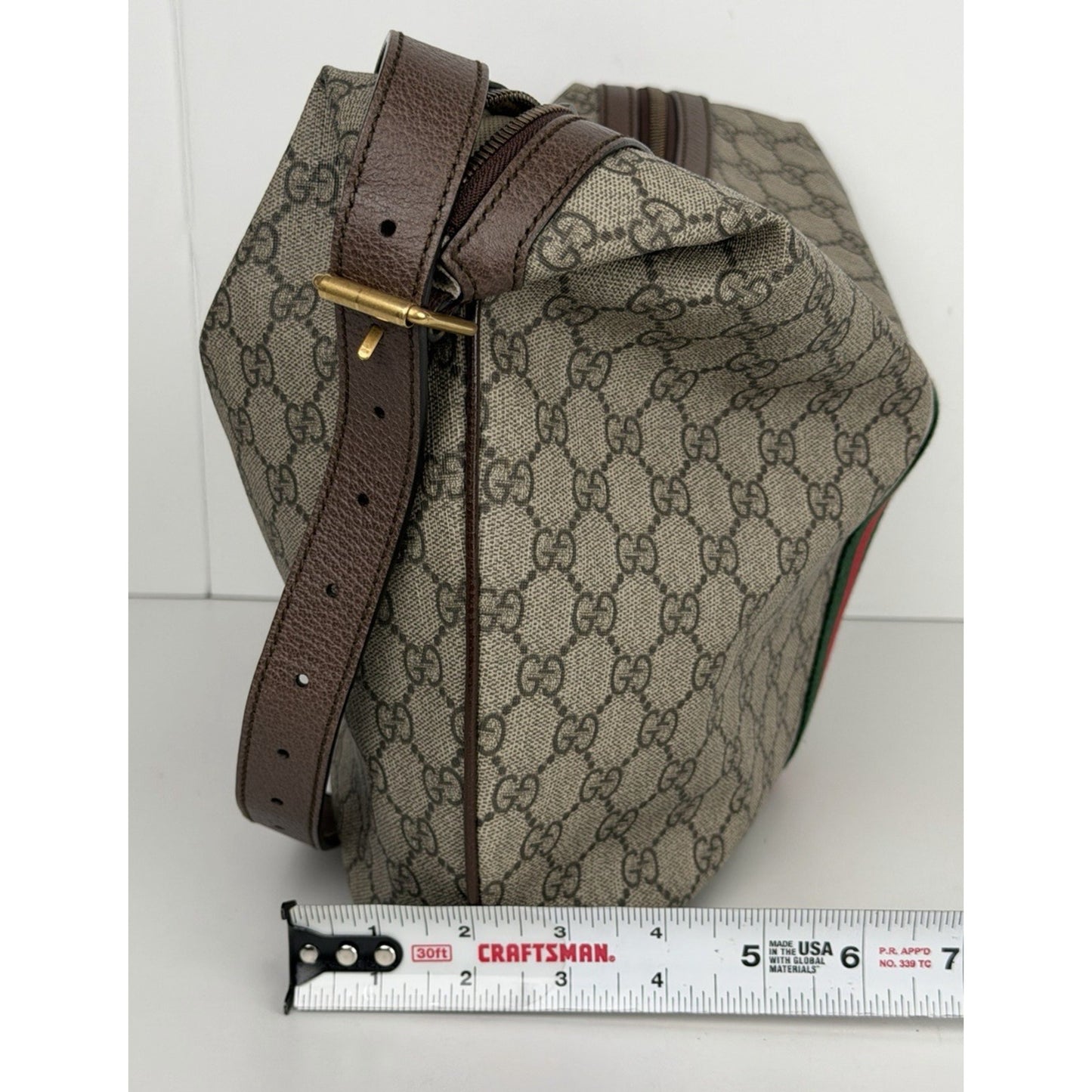 Gucci Ophidia GG Supreme Large Half Moon Hobo Bag Beige Coated Canvas S