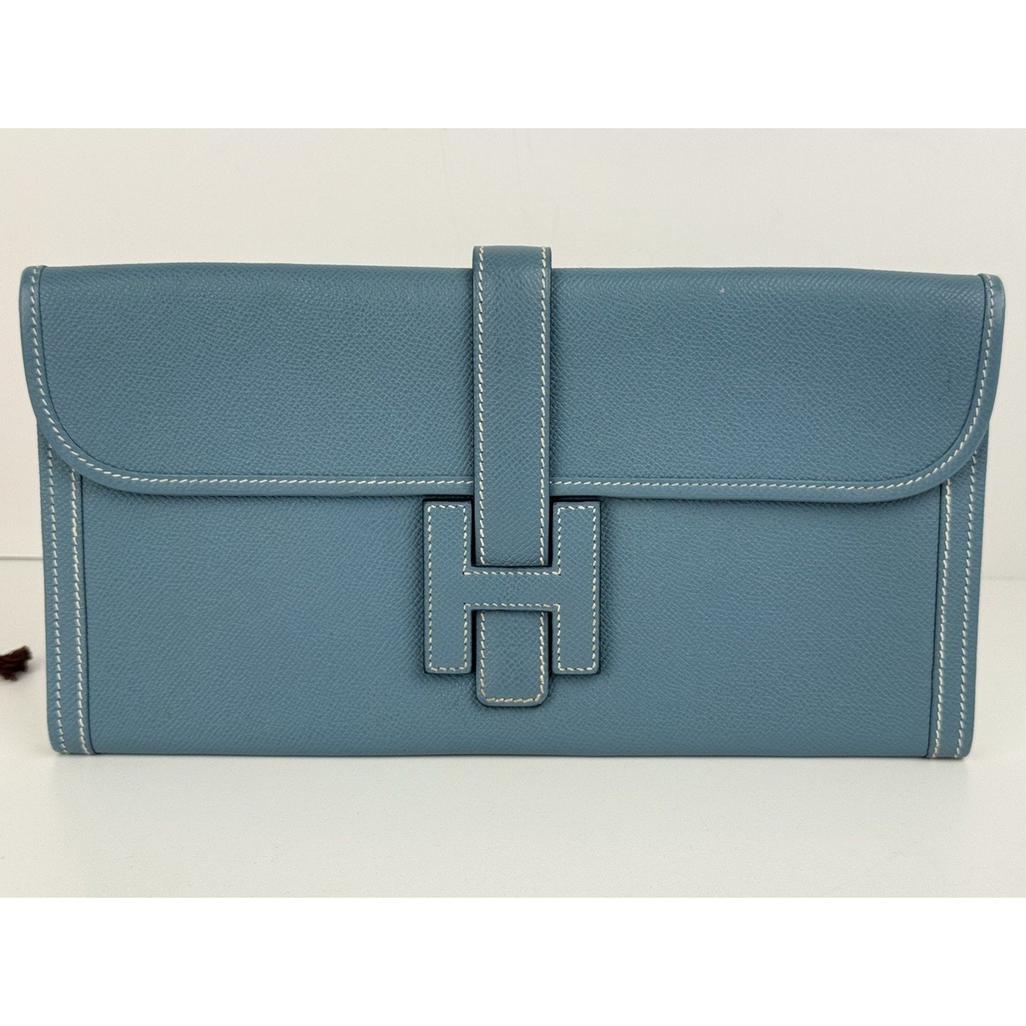 Hermes Jige Elan Clutch Swift 29 Blue Leather