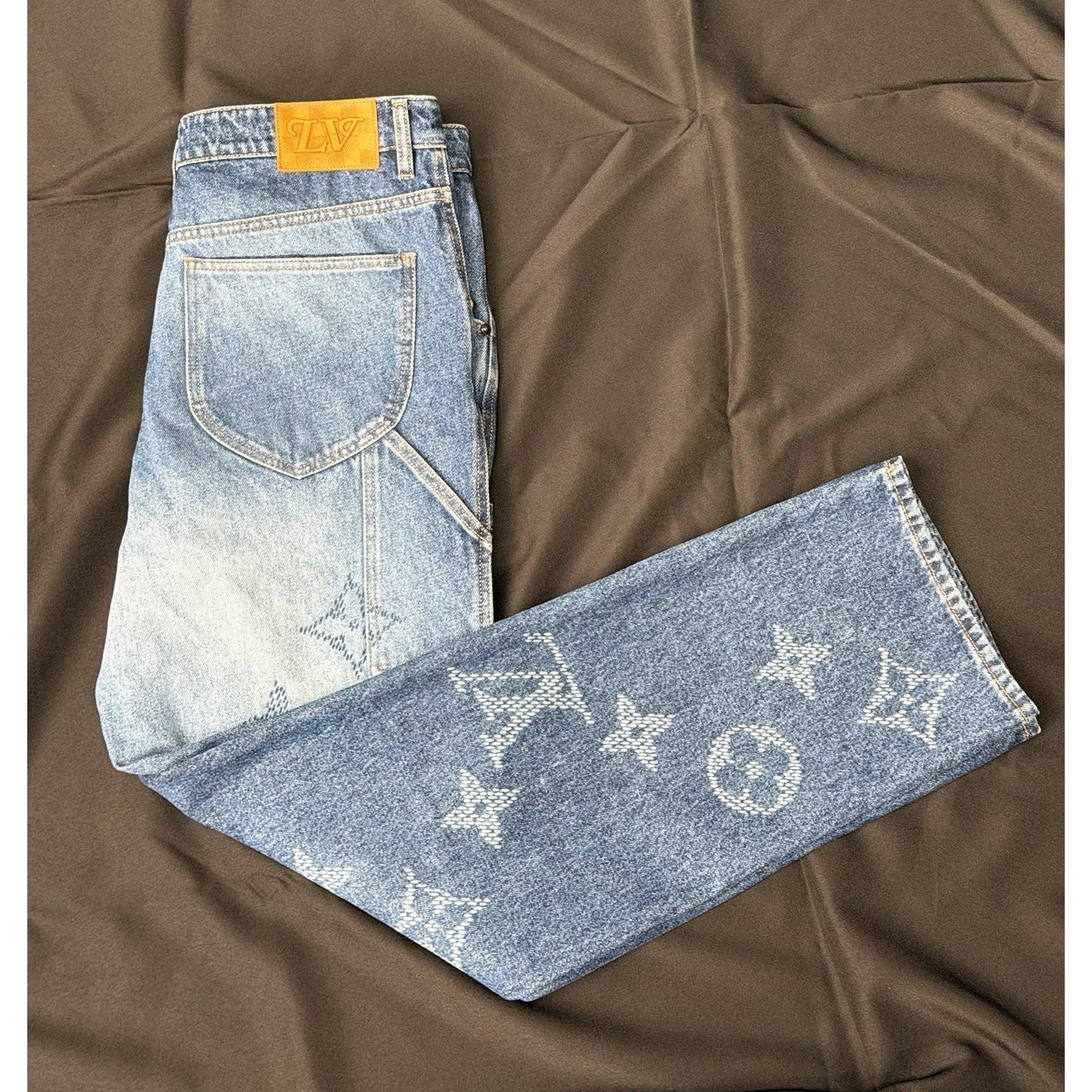 Louis Vuitton Monogram Denim Workwear Pants for Men in 34 Size