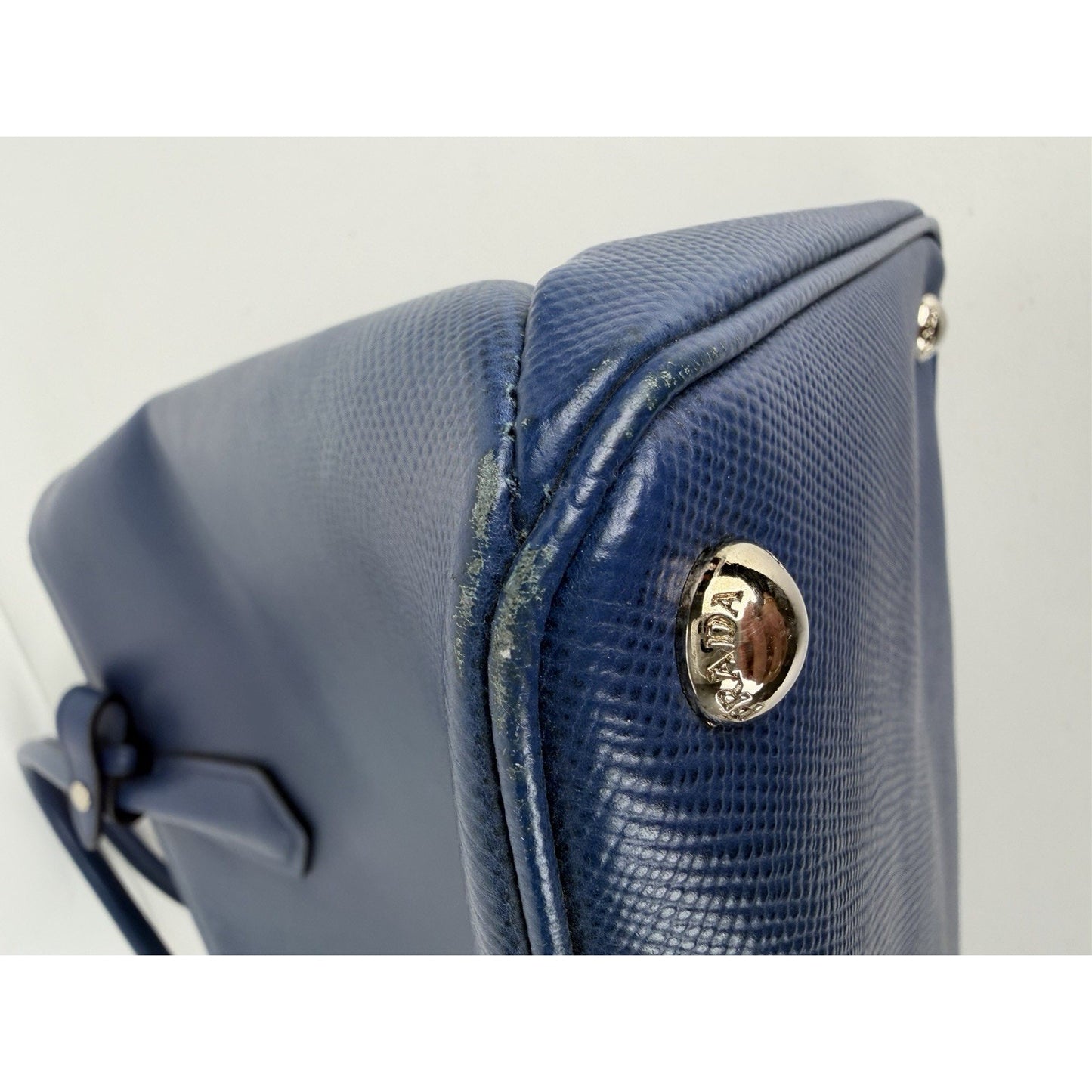 Prada Twin Tote Top Handle Bag Large in Blue Saffiano Cuir Leather S