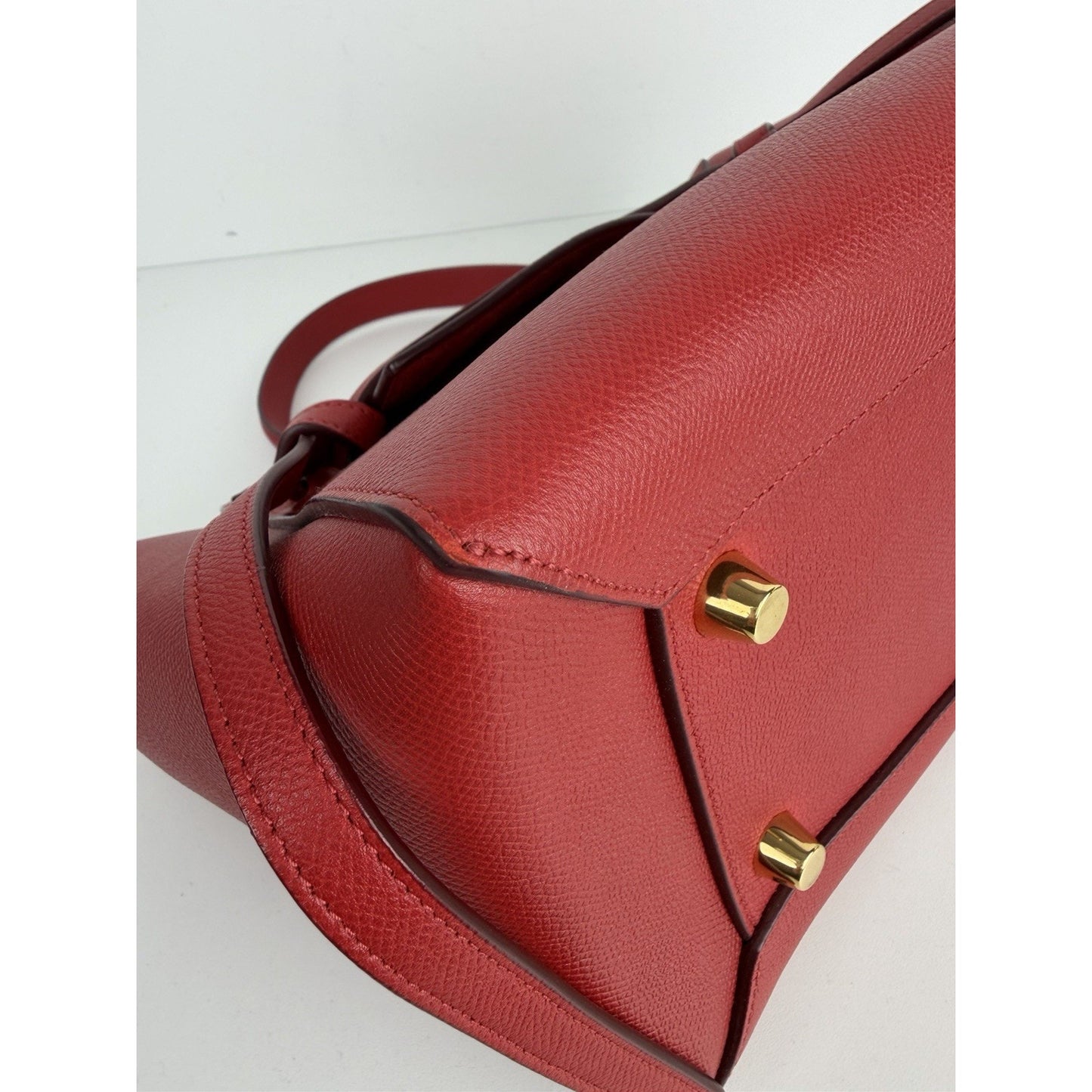 Celine by Phoebe Philo Mini Belt Bag in Red Textured Leather Knot Detail S