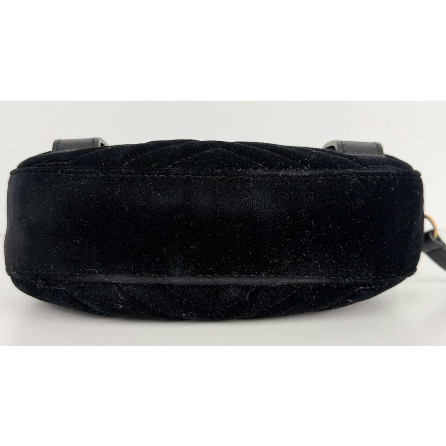 Gucci GG Marmont Belt Bag Plush Black Matelasse Velvet & Gold-Tone Hardware S16