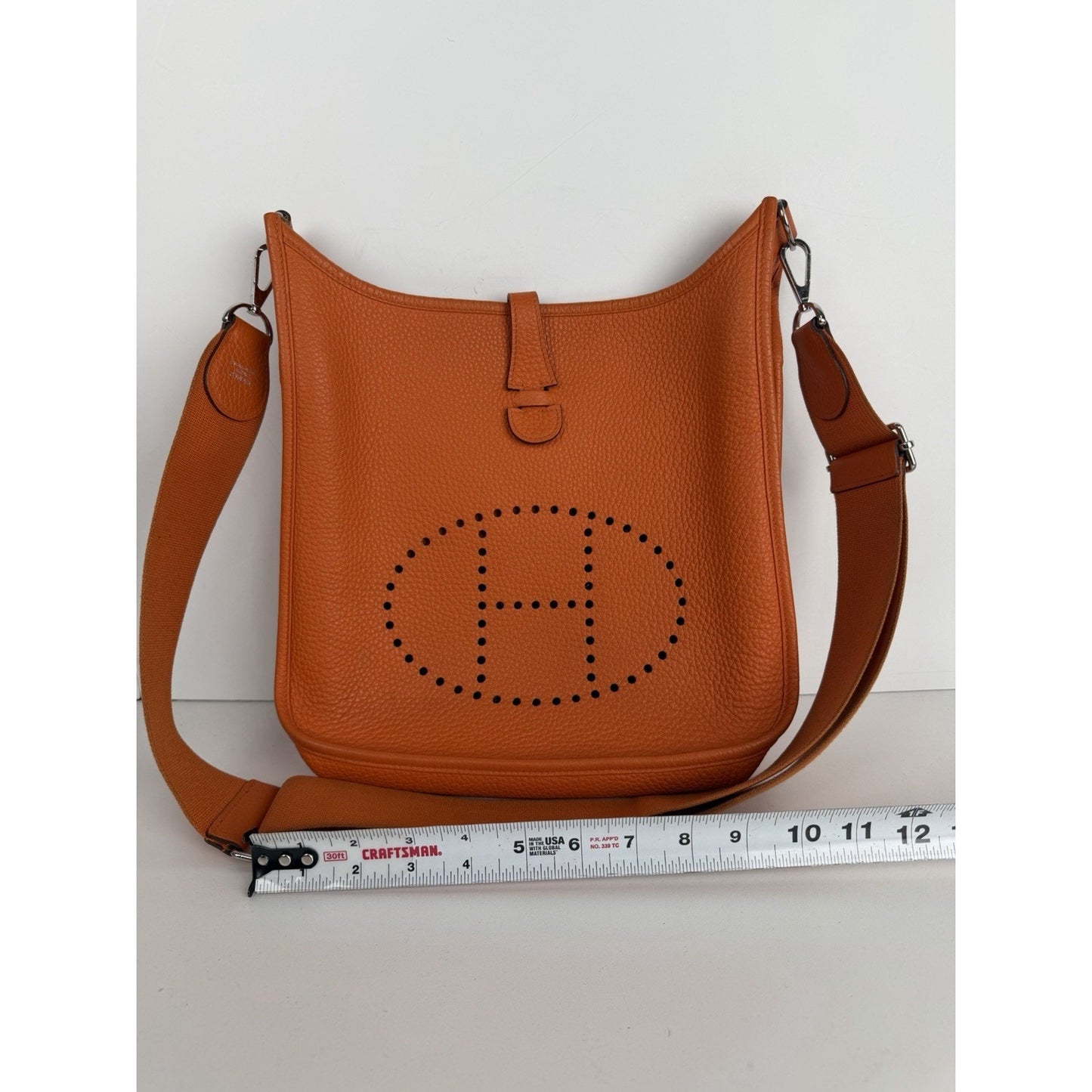 Hermes Evelyne III Crossbody Bag 29 Orange Taurillon Clemence Leather R-1 2010