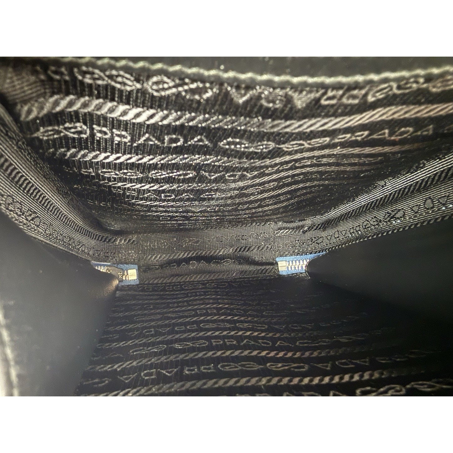 Prada Saffiano Leather Brique Crossbody Messenger Bag Bluette