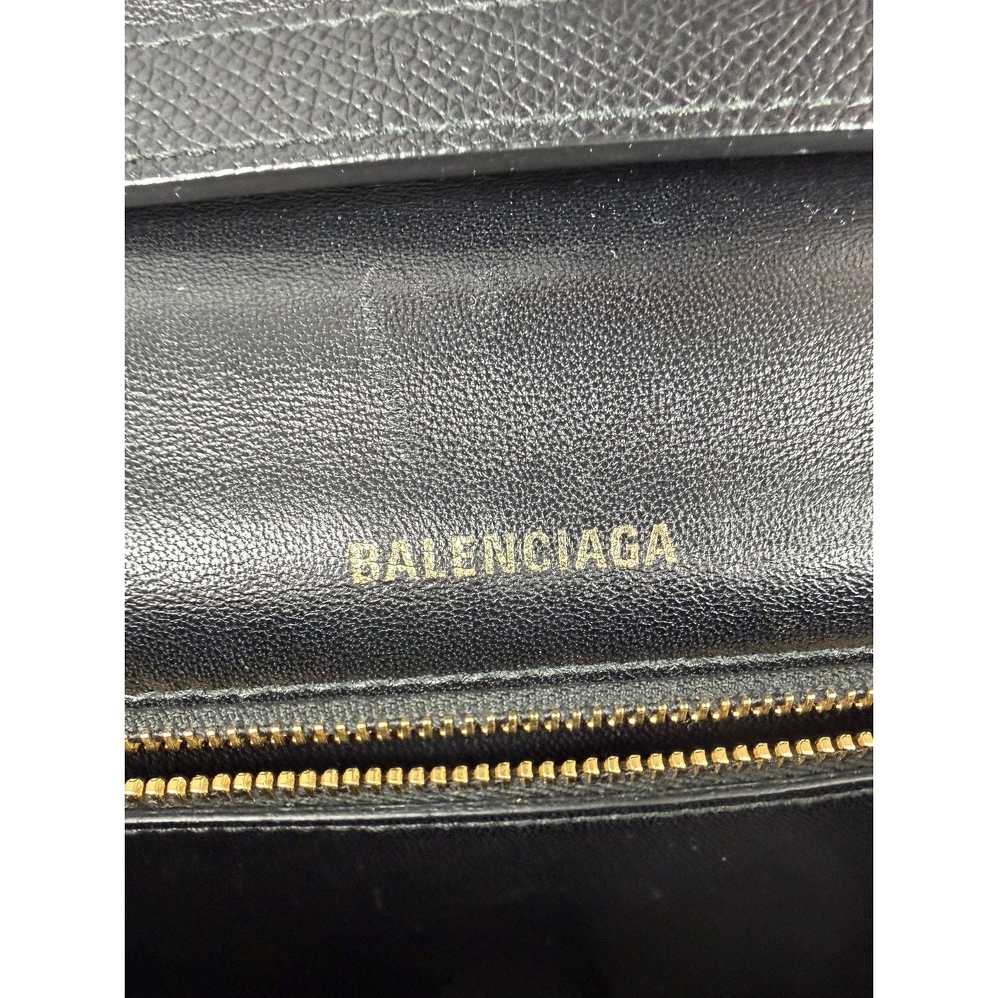 Balenciaga Ville Day Crossbody Bag in Black Grained Leather with White Logo S-16