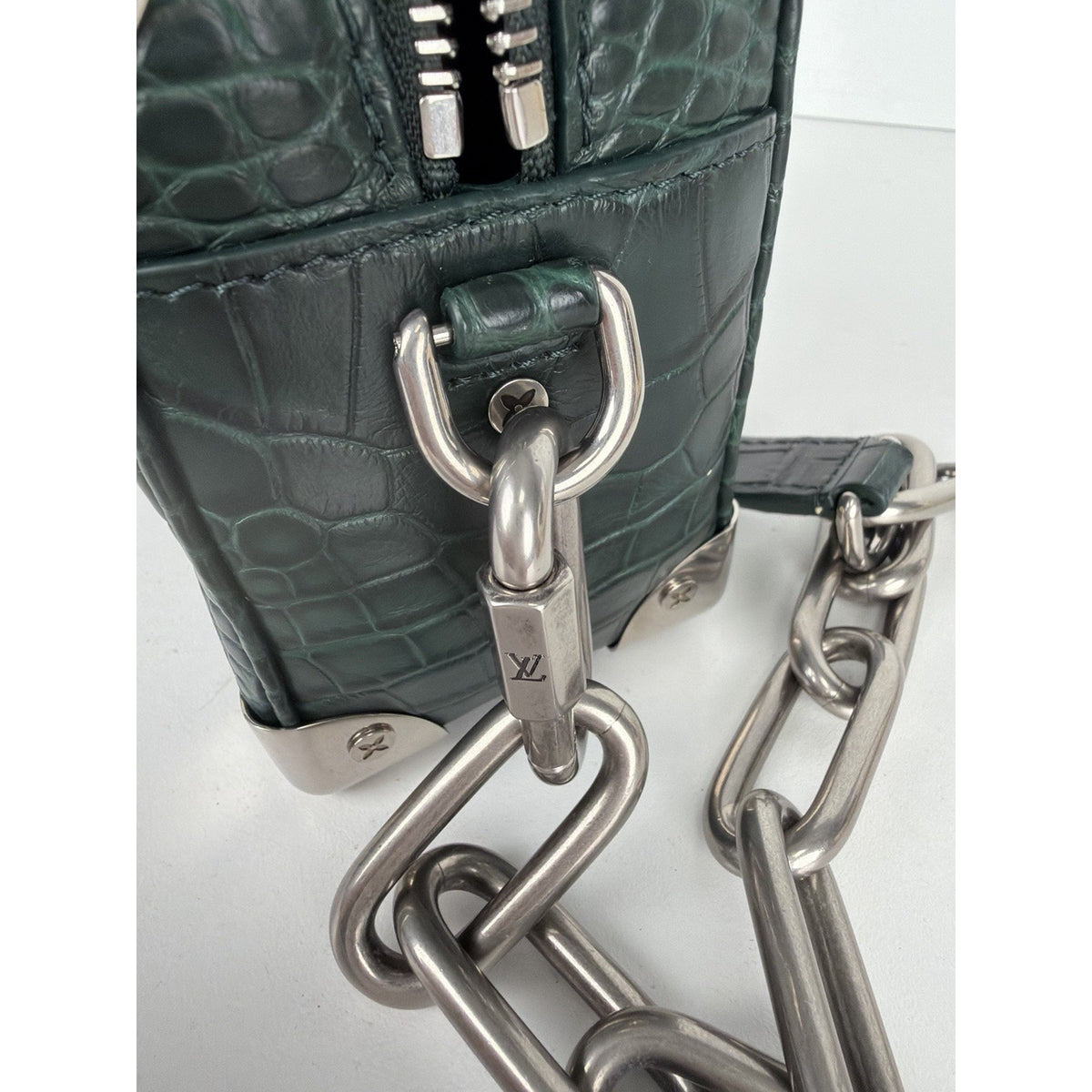 Louis Vuitton Soft Trunk Crossbody Bag Mini in Green Crocodile Leather NFC E2