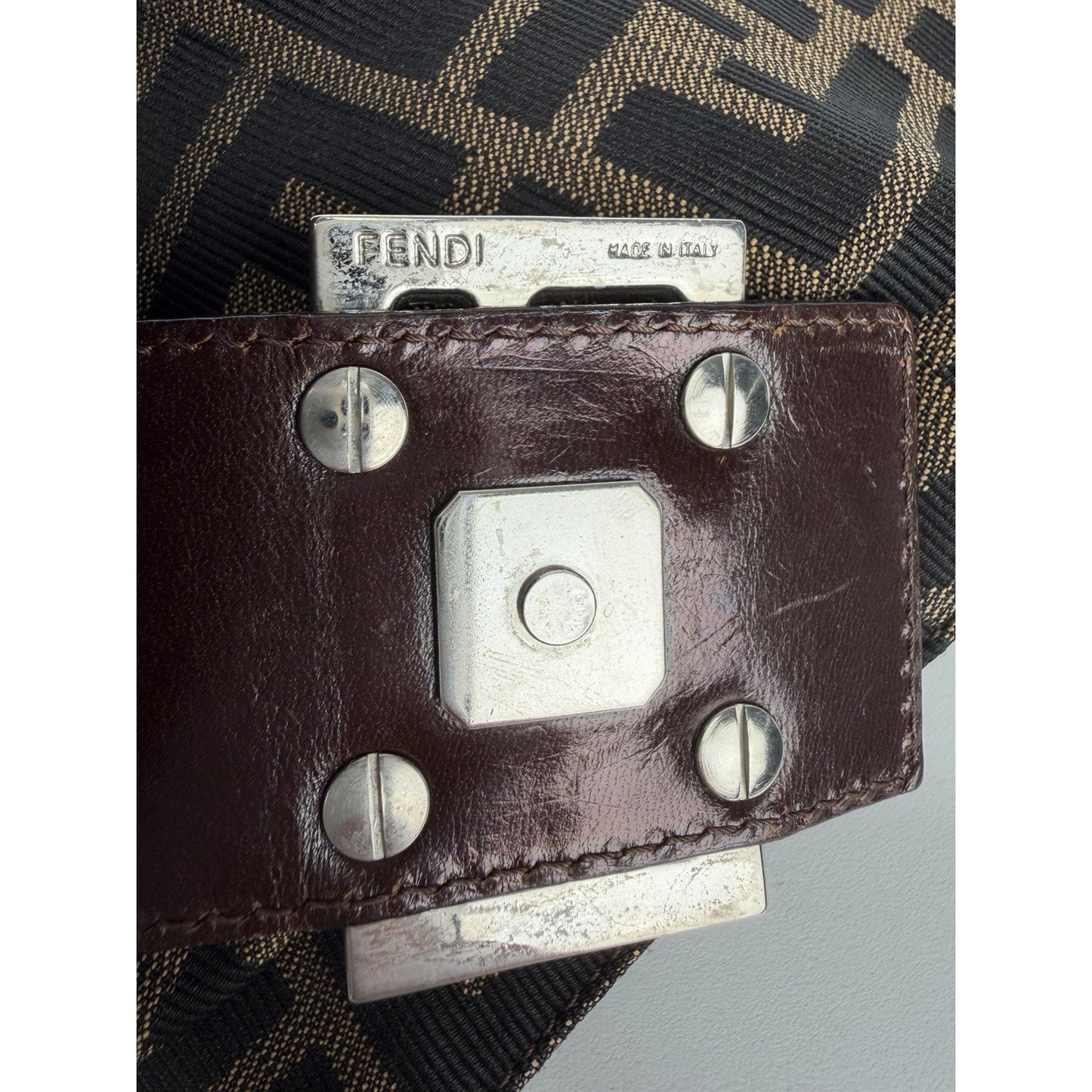 Fendi Zucca Mama Baguette Tobacco Medium Shoulder Bag in Brown Canvas E1