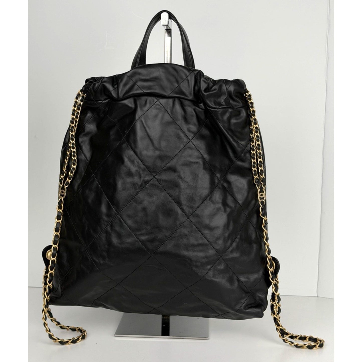 Chanel 22 Backpack Bag Small in Black Quilted Calfskin with Gold Hardware NFC C3