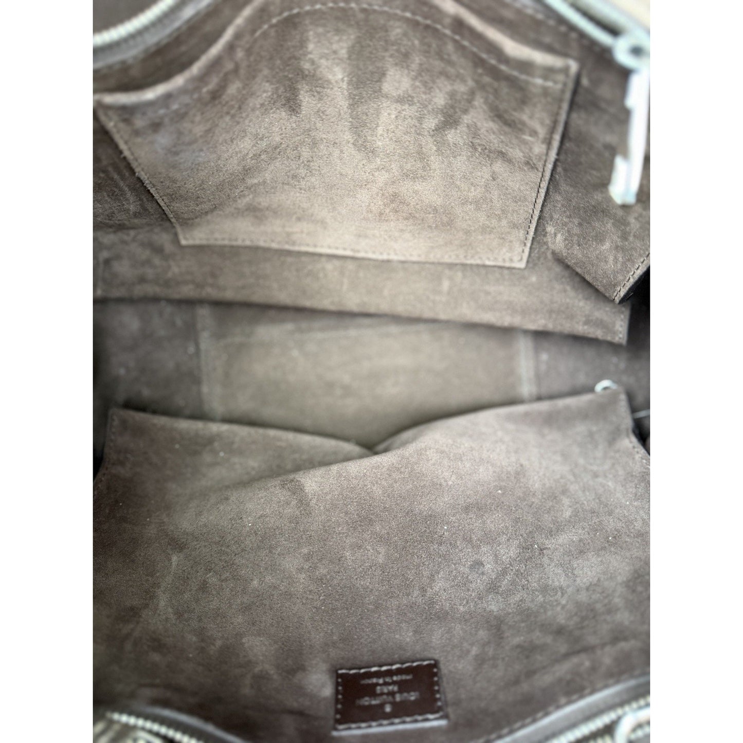Louis Vuitton W Tote Bag Veau Cachemire Calfskin Plush Velour Monogram 2015 E2