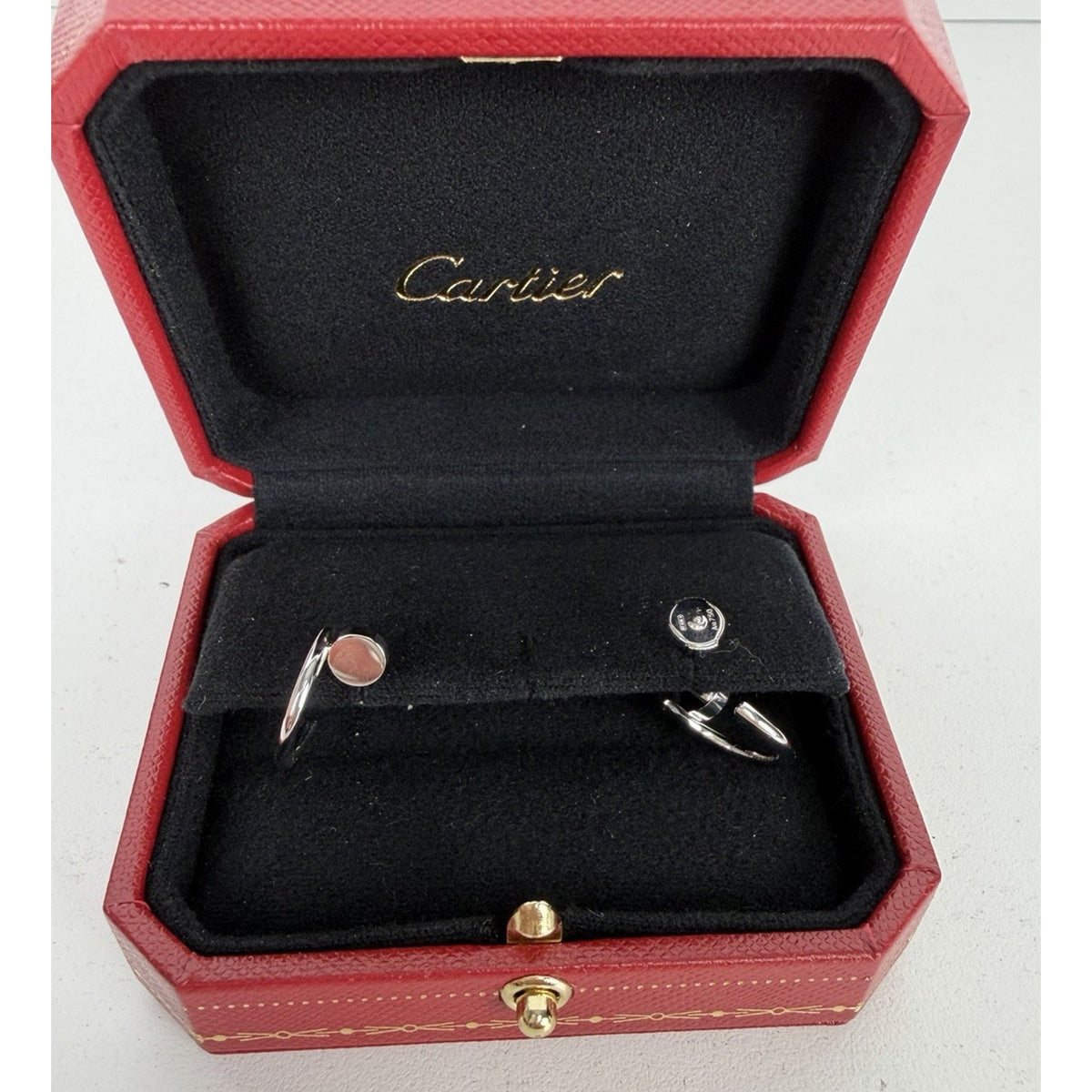 Cartier Juste Un Clou Hoop Mini Earrings Wrapped Nail in 18k White Gold