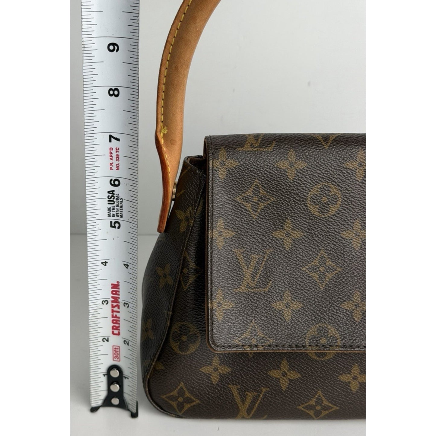 Louis Vuitton PM Looping Bag Monogram Canvas Vachetta Leather Handle 2006 S