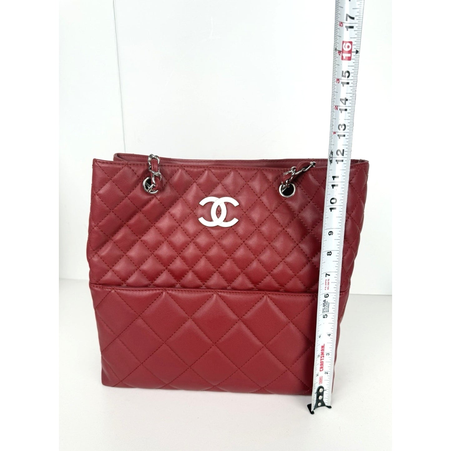 Chanel In The Business Tote Bag Medium in Red Leather Silver Hardware 2011 E-1