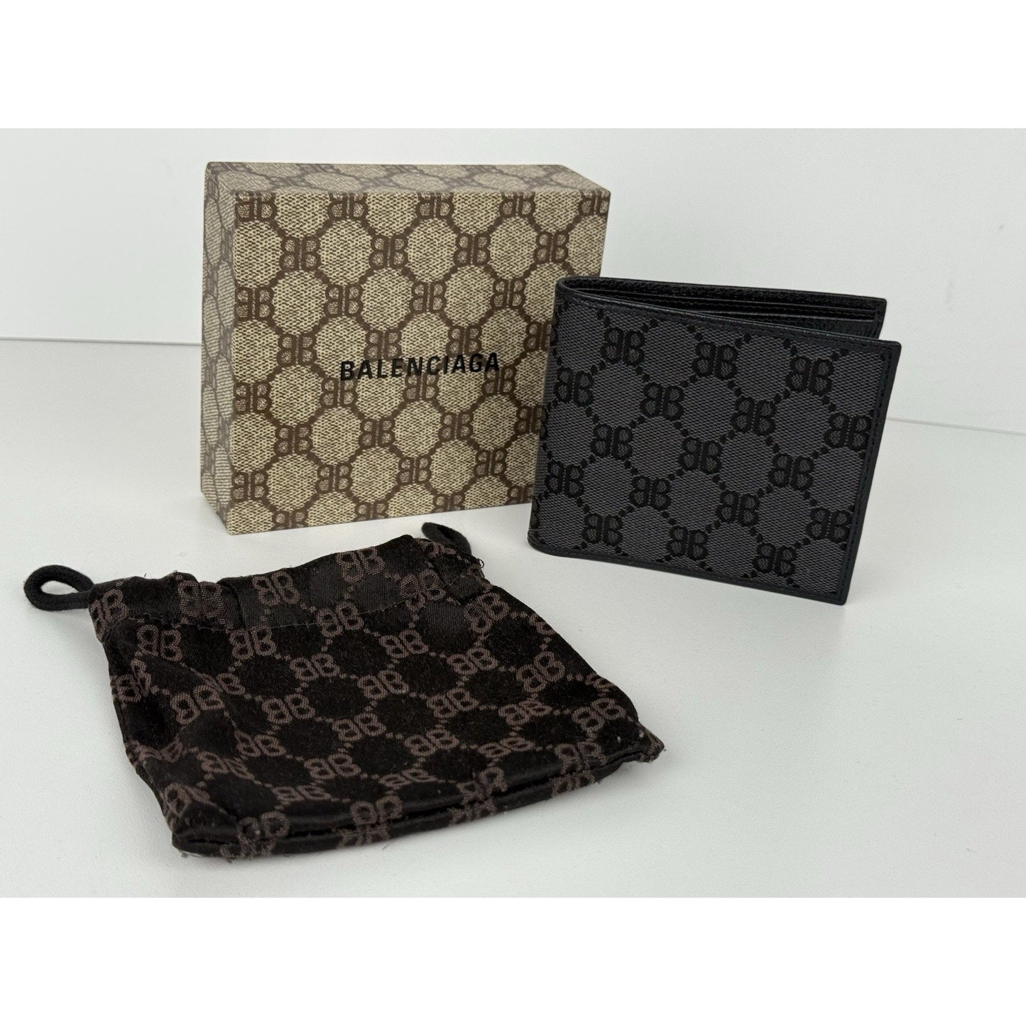 Balenciaga Hacker Gucci Project Calloboration Black Bifold Wallet