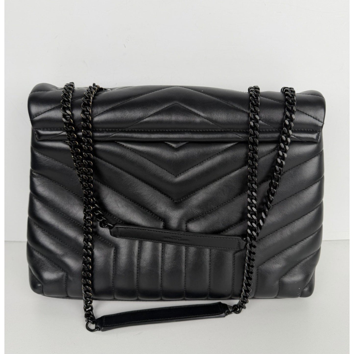 Saint Laurent Loulou Shoulder Bag Medium in Black Quilted Chevron Leather B-1