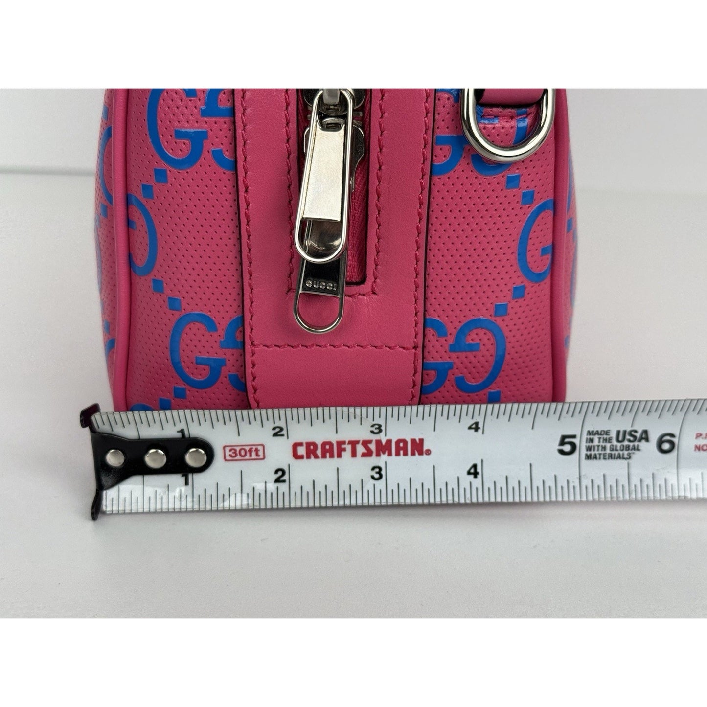 Gucci GG Tennis Perforated Leather Mini Duffle Bag Modern Pink and Blue C-1