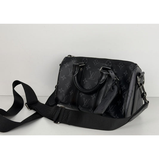 Louis Vuitton Keepall Bandouliere 25 Reverse Monogram Eclipse Canvas Microchipped