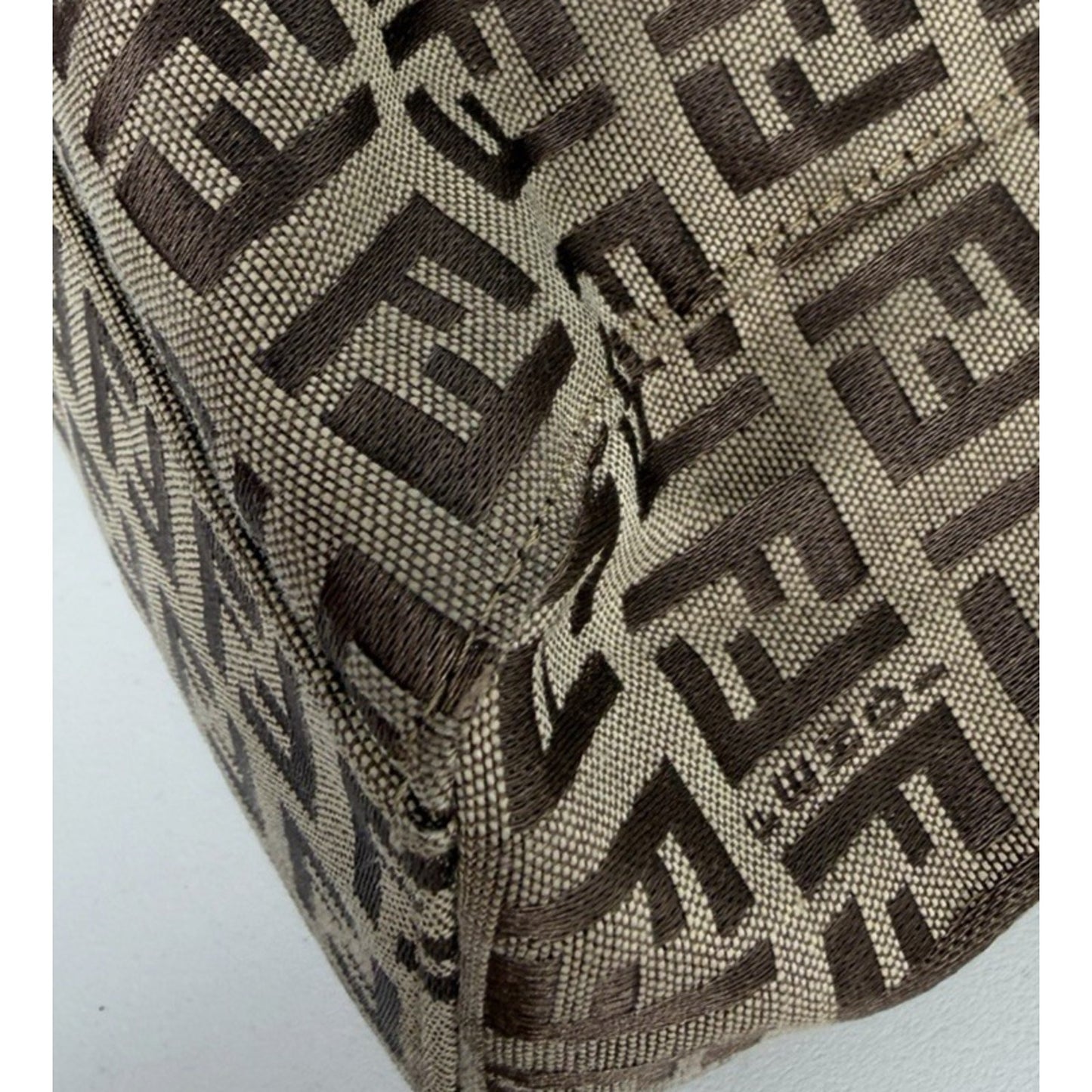 Fendi Zucchino Tote Bag in FF Monogram Canvas with Leather Trim S-05