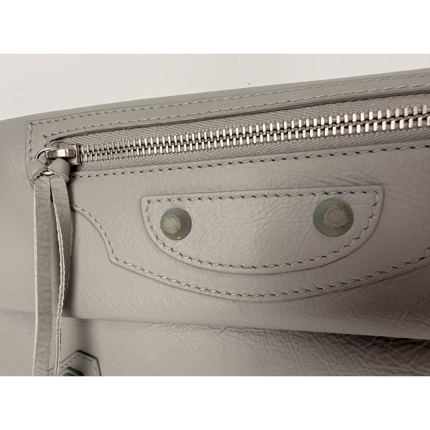 Balenciaga Chevre Motocross Classic Envelope Clutch Bag Light Gray Leather S19