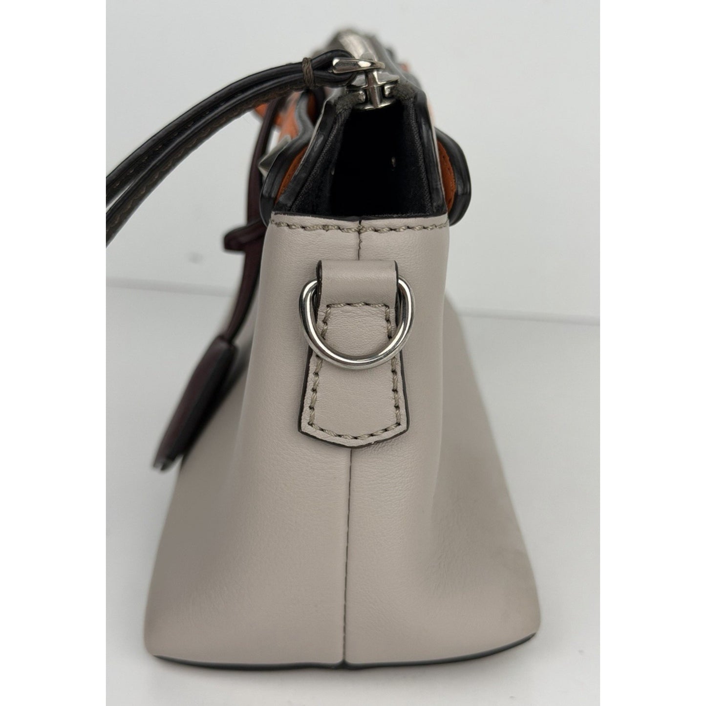 Fendi By The Way Shoulder Bag Small Gray & Brown Calfskin Leather S22