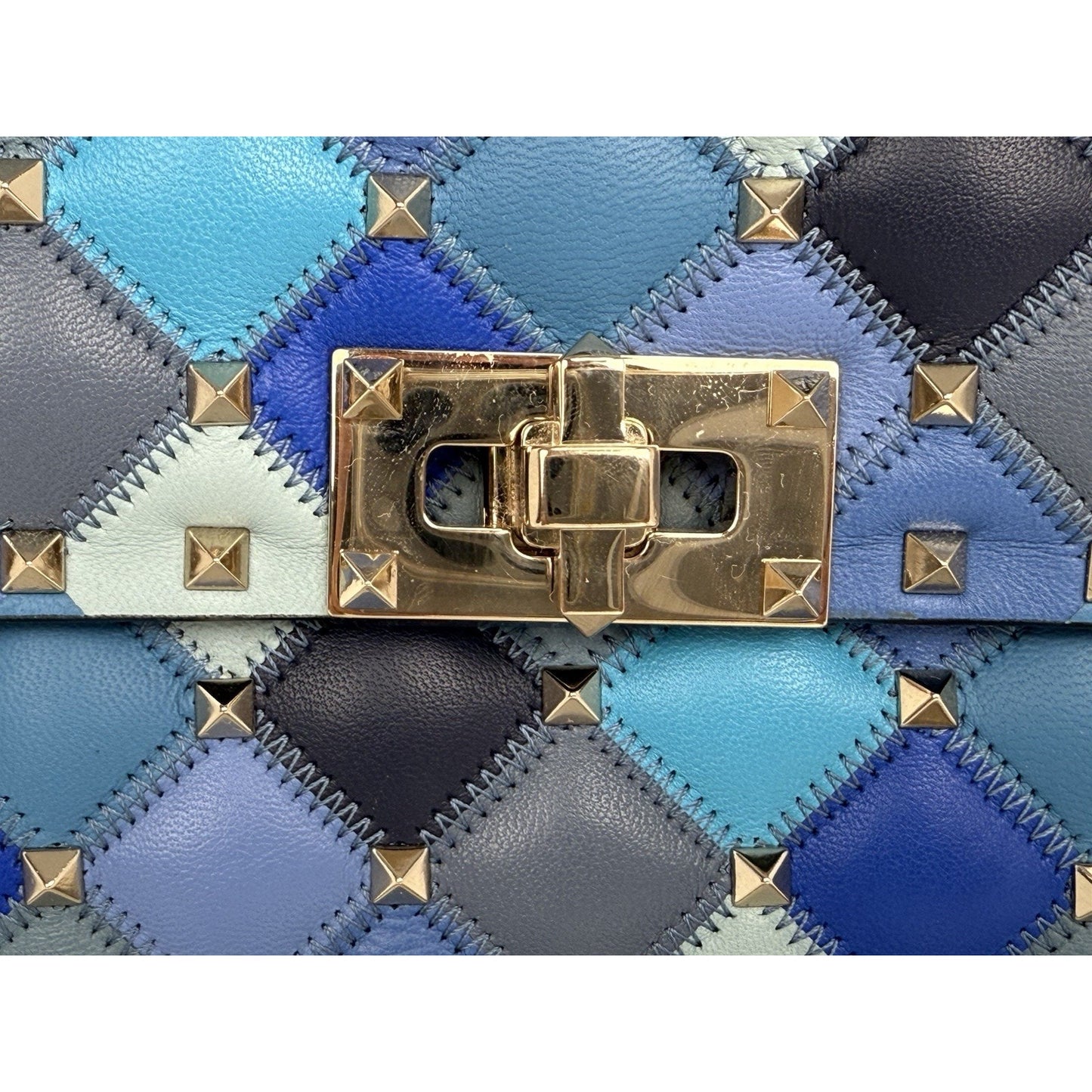 Valentino Garavani Lambskin Patchwork Medium Rockstud Spike Shoulder Bag Angel