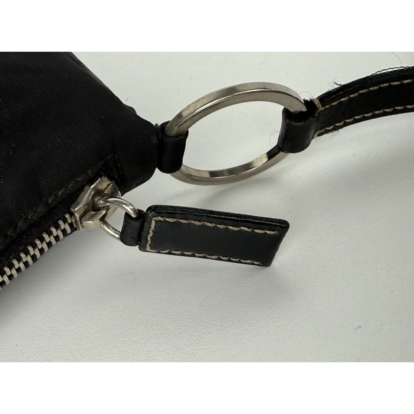 PRADA Black Tessuto Nylon & Leather Pochette Women's Shoulder Bag