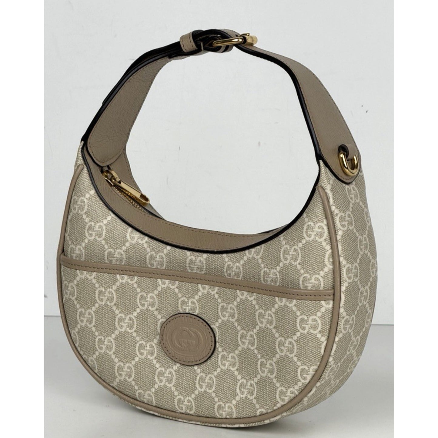 Gucci GG Supreme Crescent Mini Half-Moon Shoulder Bag in Coated Canvas S-07