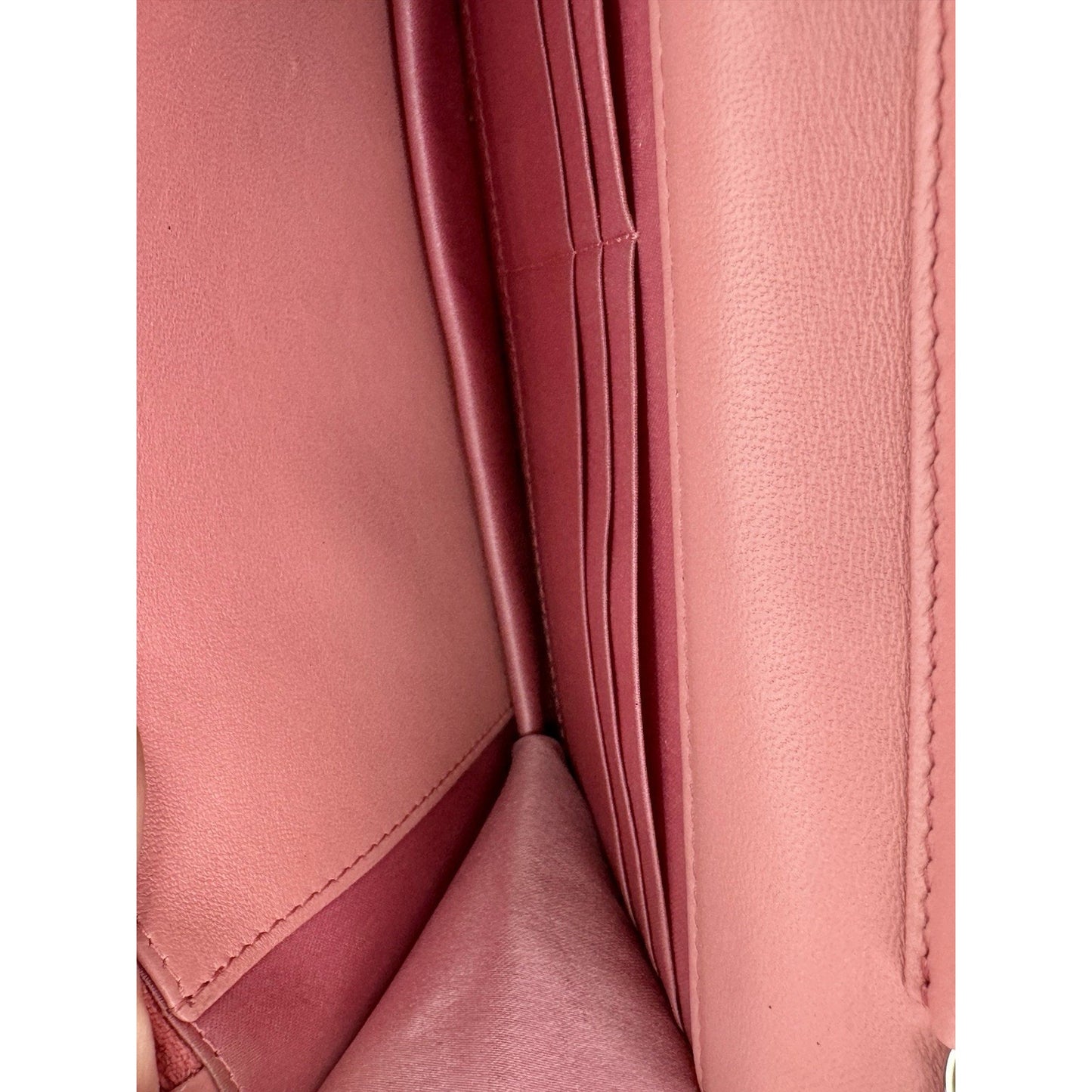 Chanel Camellia Wallet on Chain Pink Embossed Lambskin Silver Hardware B-9