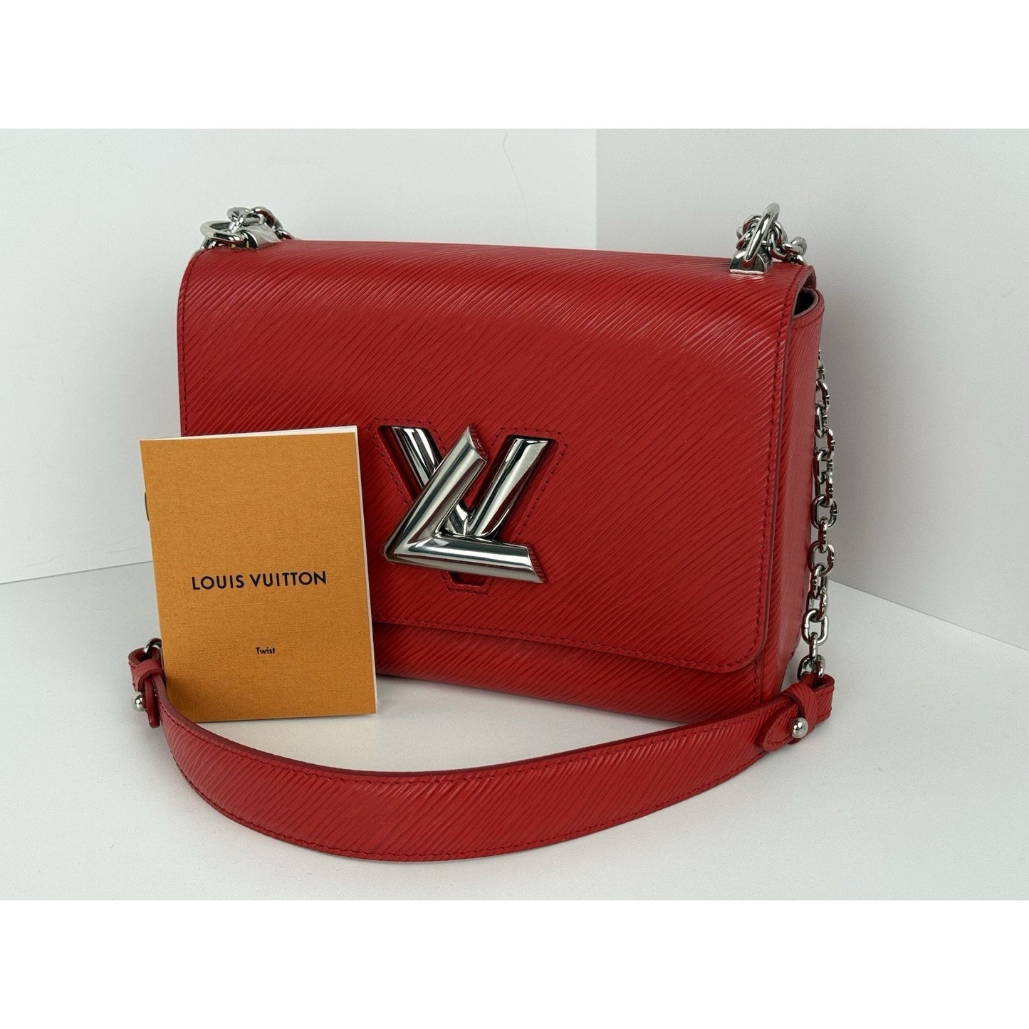Louis Vuitton Twist MM Shoulder Bag Red Epi Leather with Silver Hardware