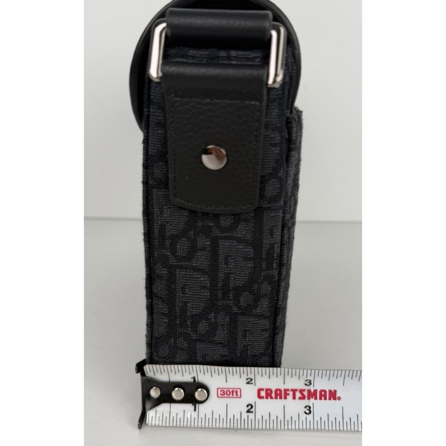 Christian Dior Saddle Messenger Small Bag in Black Jacquard with Leather Trim D9