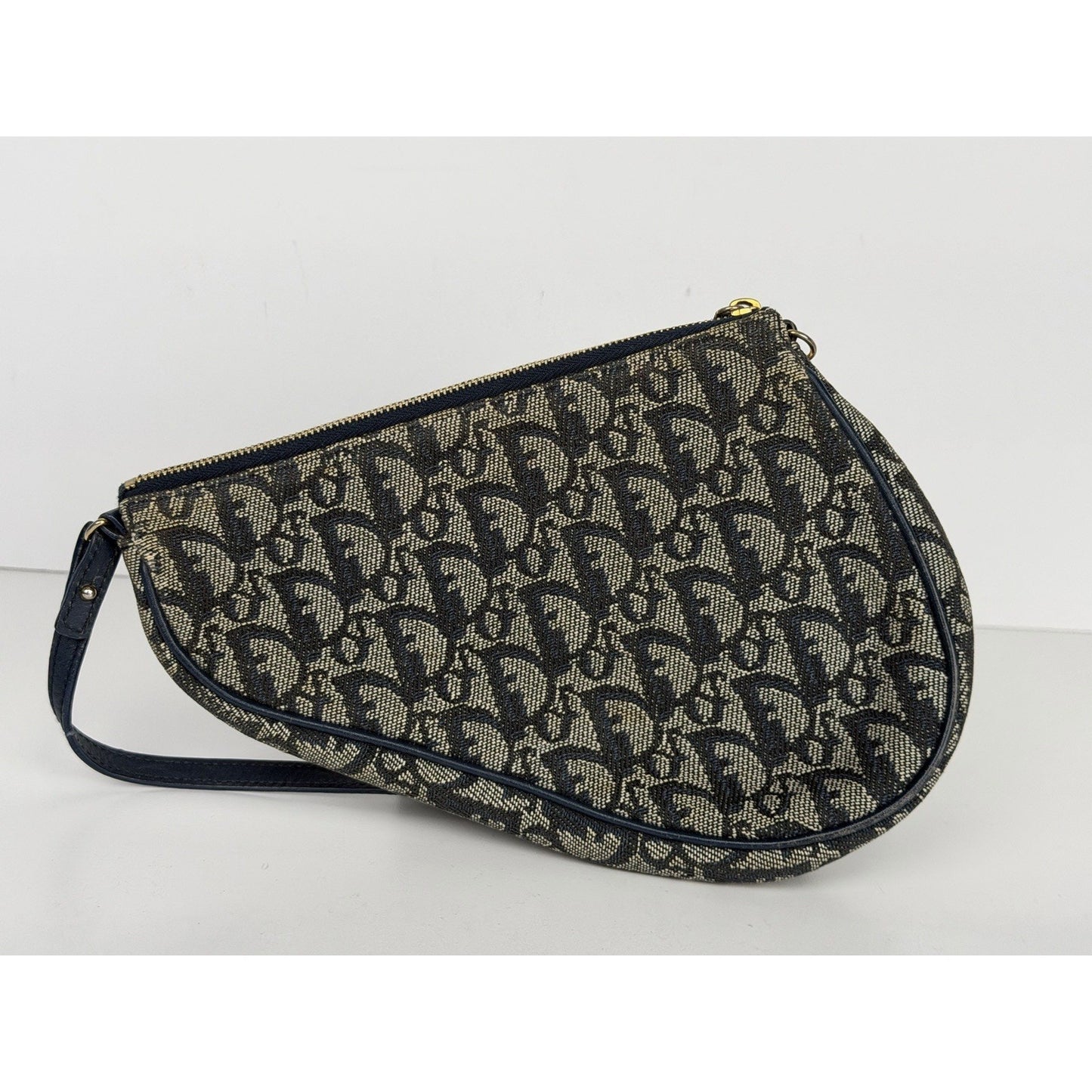 Christian Dior Trotter Saddle Bag in Navy Blue Canvas 2001 S08