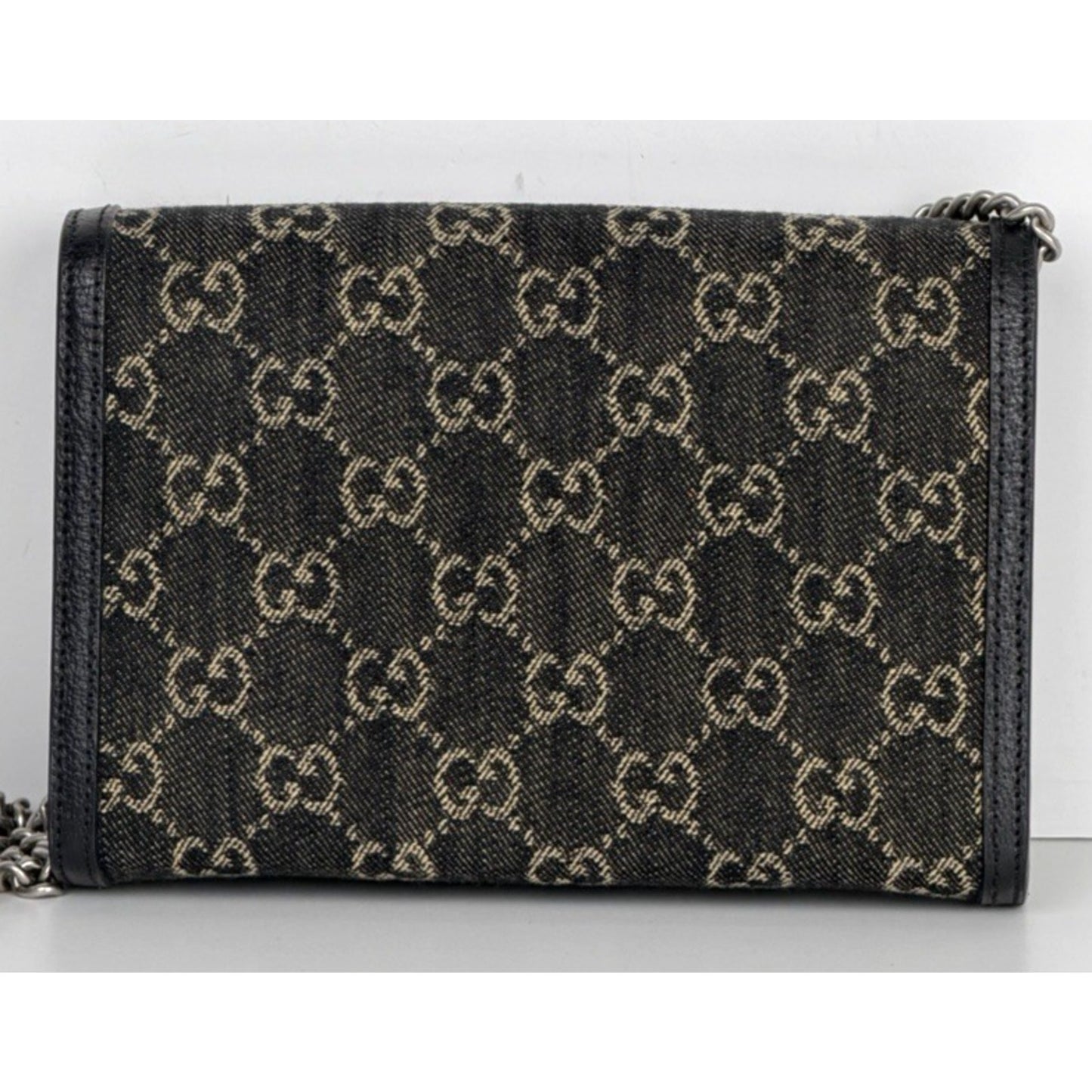 Gucci Dionysus Wallet Bag Mini on Chain in Black GG Supreme Denim Canvas S17