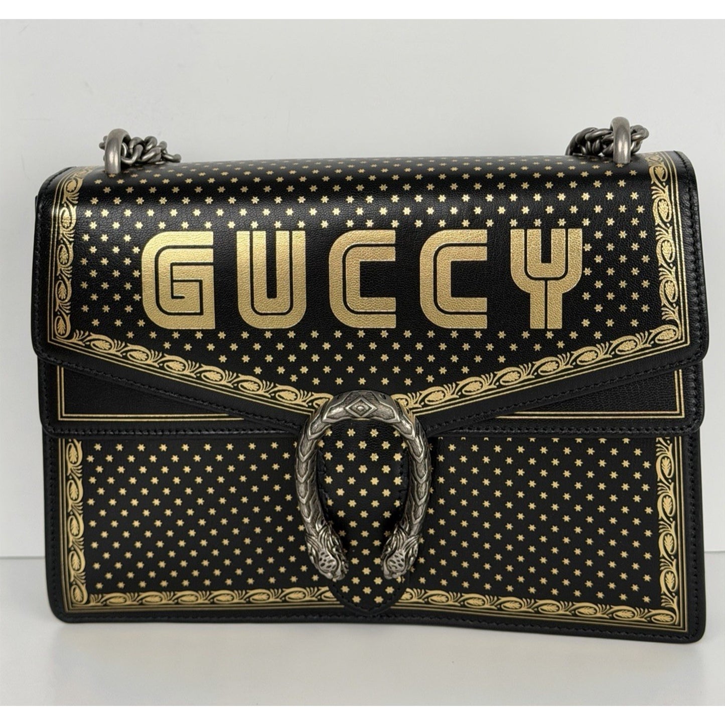 Gucci x Sega Dionysus Shoulder Bag Medium in Black Calfskin Leather S09