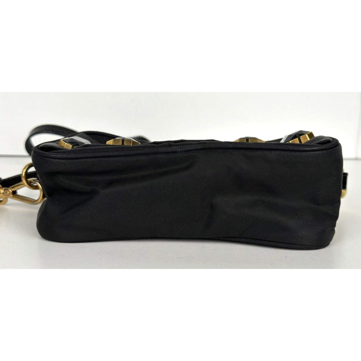 Prada Tessuto Pietre Jeweled Nylon Camera Crossbody Bag in Black Vintage S-06
