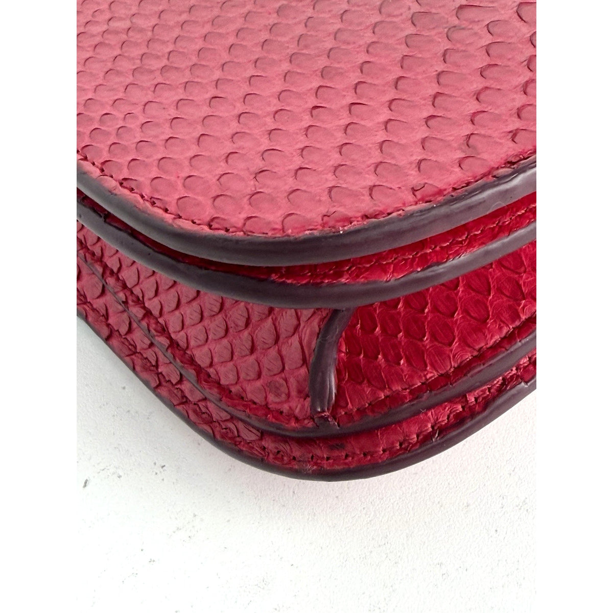 Celine Medium Classic Box Flap Shoulder Bag Red Python Leather Gold Hardware C-1