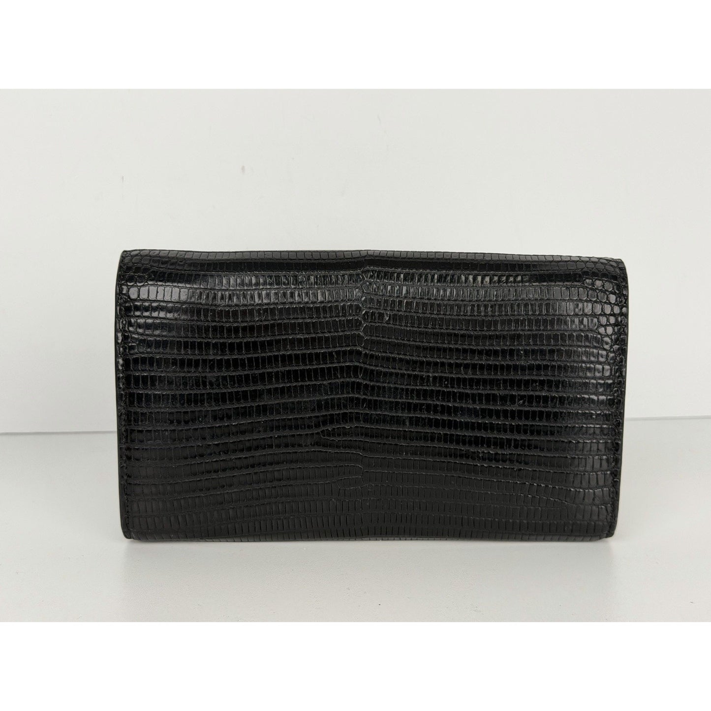 The Row Lady Wallet in Black Lizard Skin