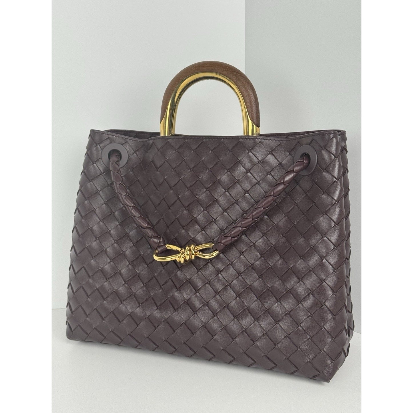 Bottega Veneta Intrecciato Leather Top Handle Bag – Burgundy Gold Hardware C-1