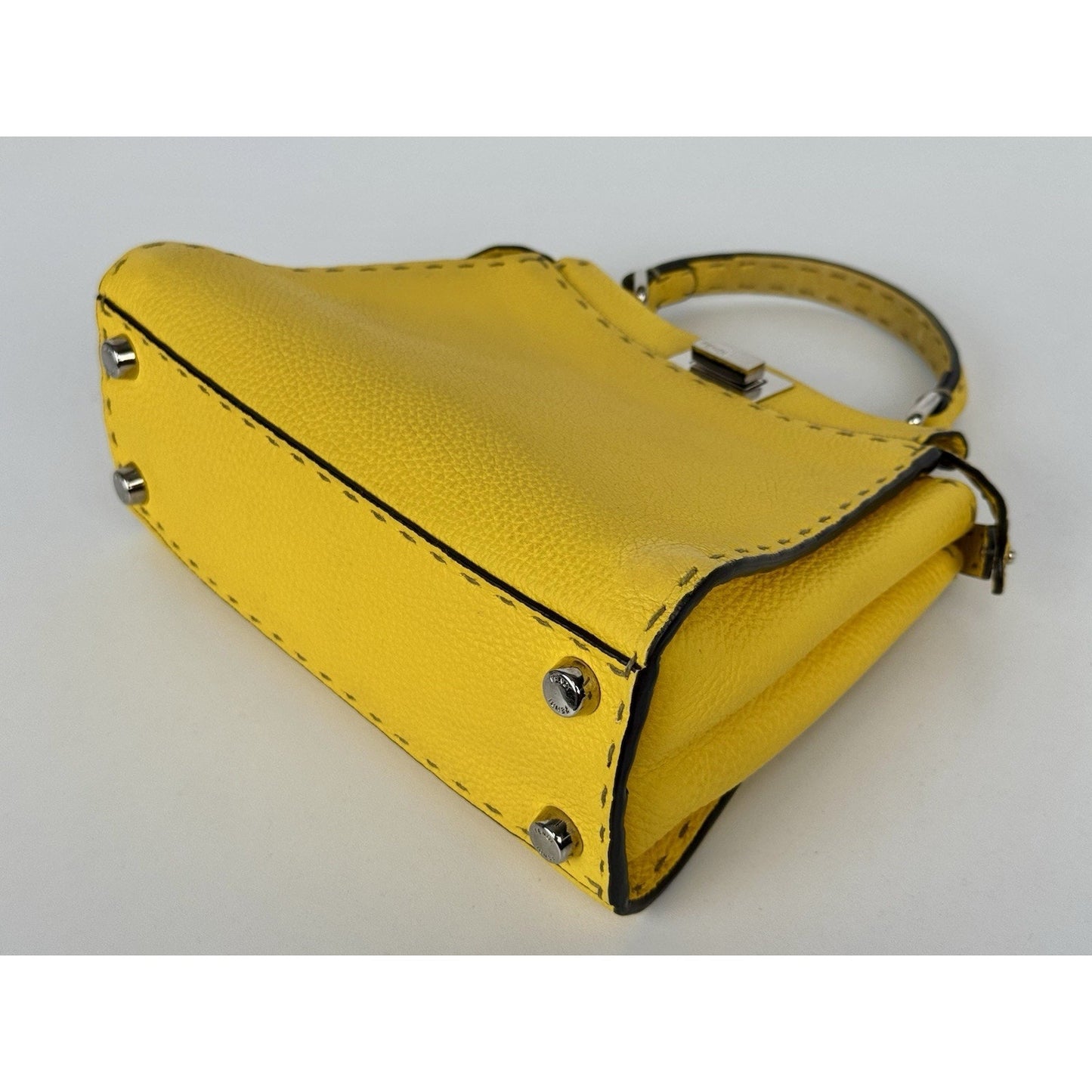 Fendi Peekaboo Mini Bag Yellow Leather Silver Hardware B-9