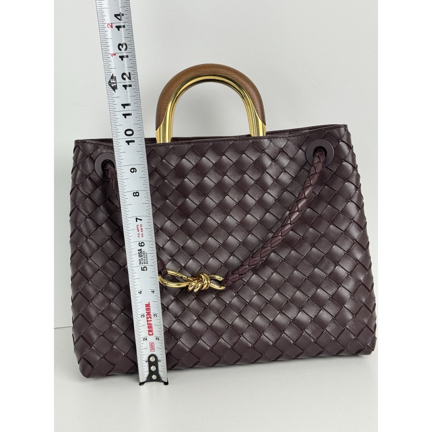 Bottega Veneta Intrecciato Leather Top Handle Bag – Burgundy Gold Hardware C-1