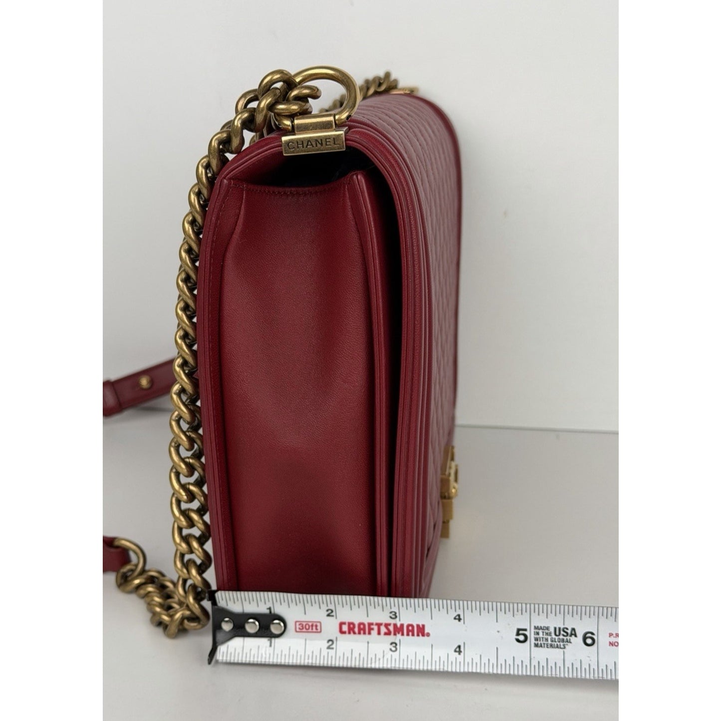 Chanel Boy Bag Large Red Leather & Aged Gold-Tone Hardware 2014 D8