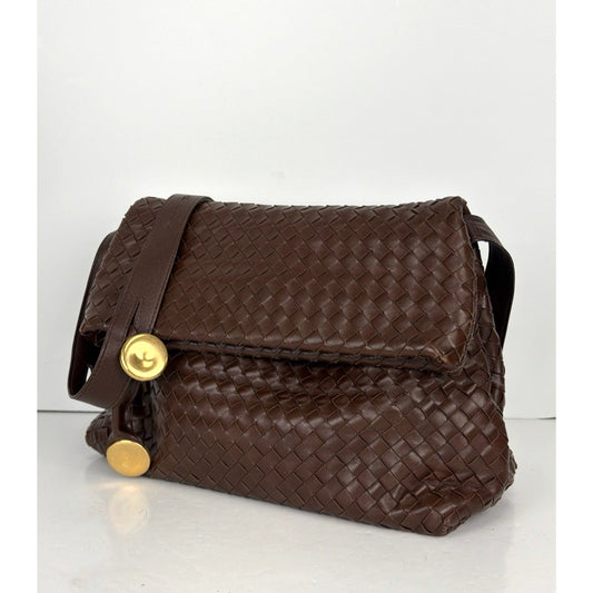 Bottega Veneta The Fold Crossbody Bag in Brown Intrecciato Leather C5