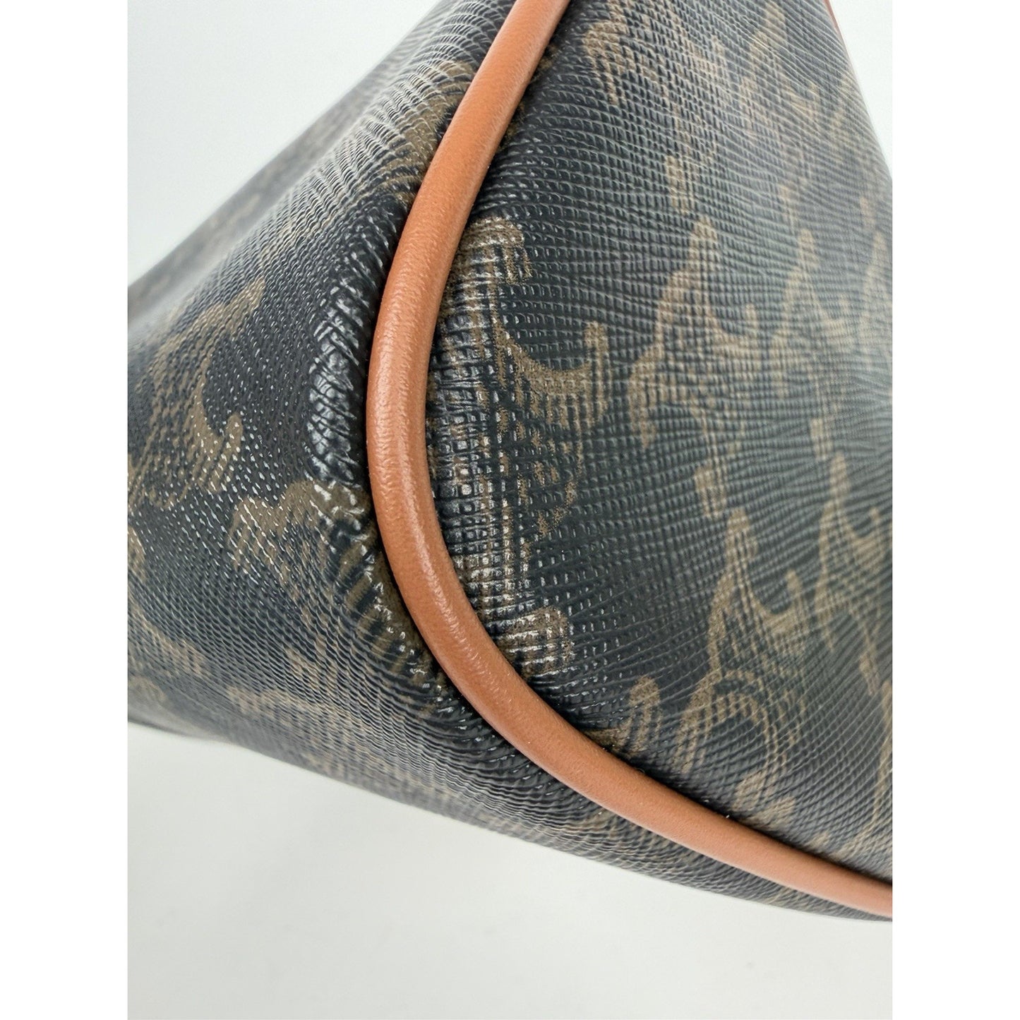 CELINE Small Boston Bag in Triomphe Canvas and Calfskin Leather E4
